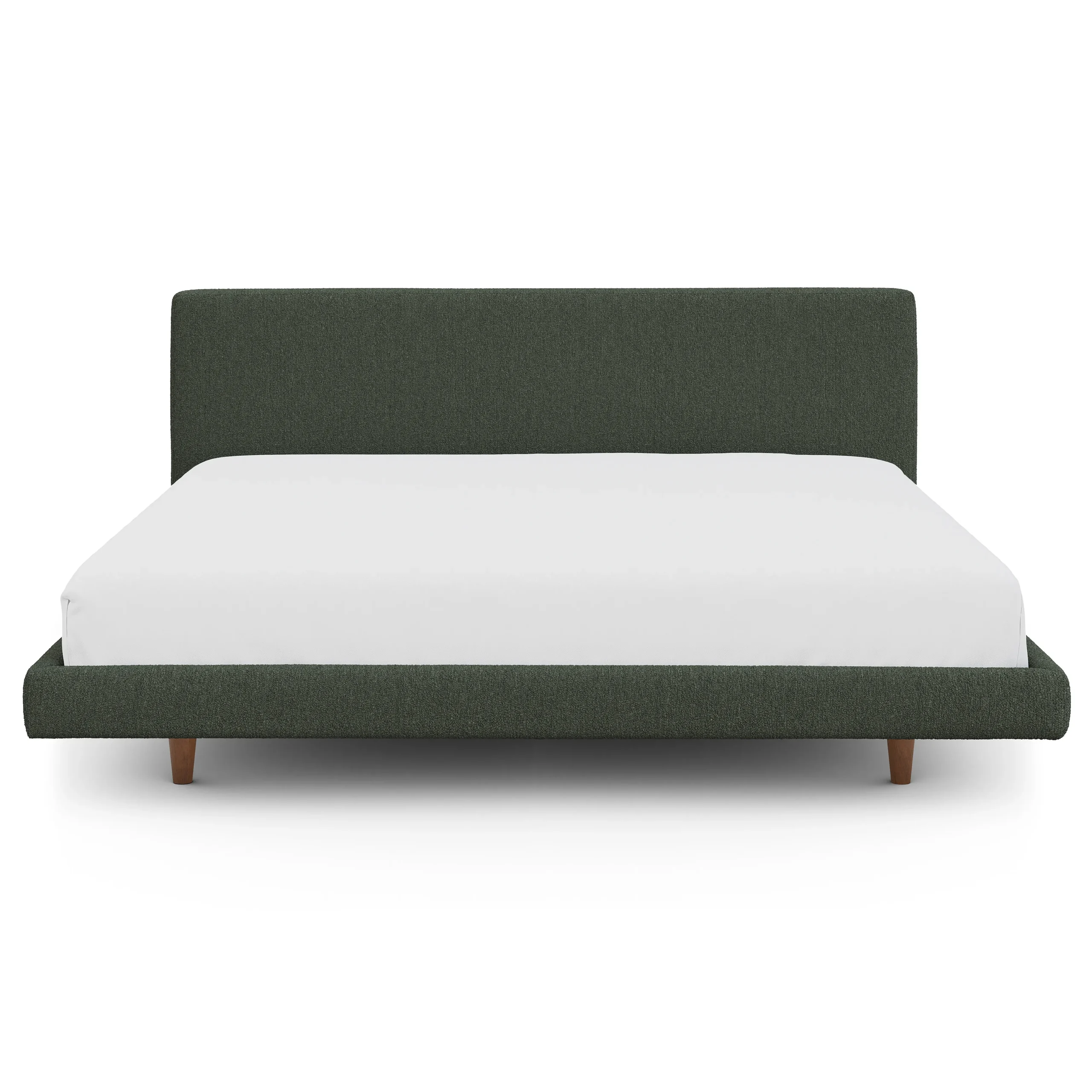Tessu King Low Profile Upholstered Bed - Green Wool Bouclé - Image 9