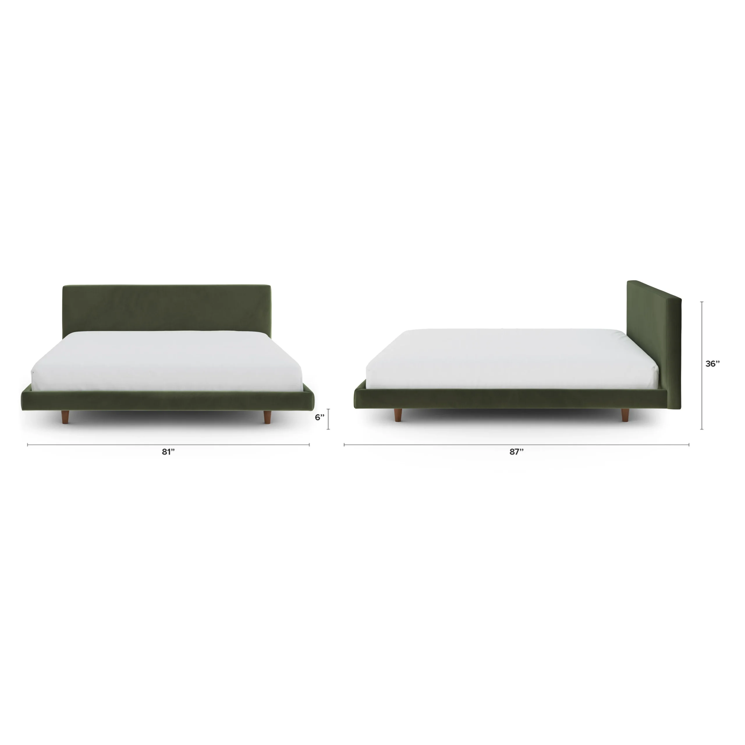 Tessu King Low Profile Velvet Bed - Hale Fir Green - Image 9
