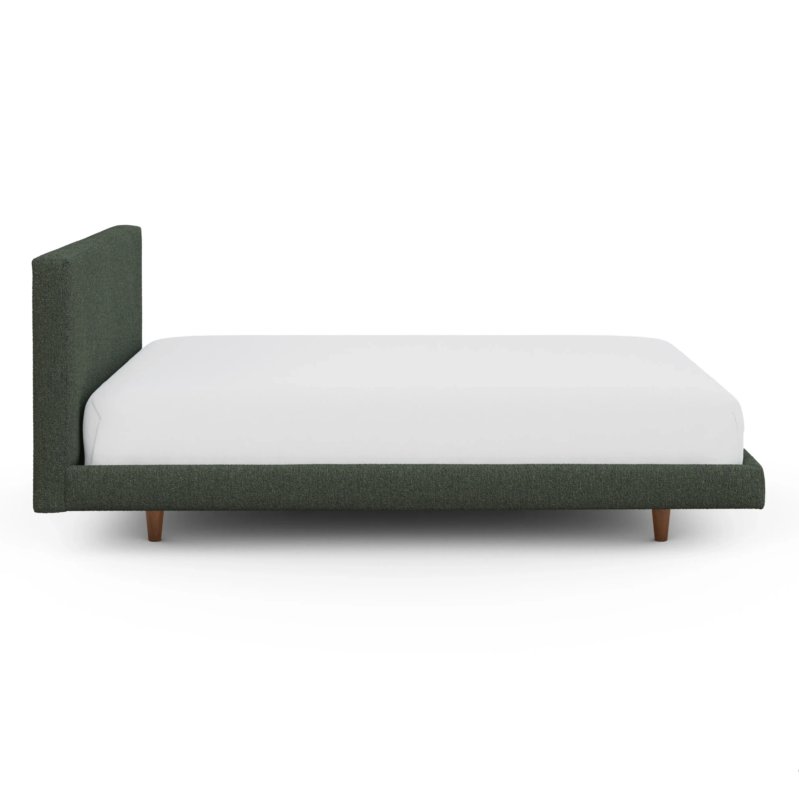 Tessu Queen Low Profile Upholstered Bed - Green Wool Bouclé - Image 8