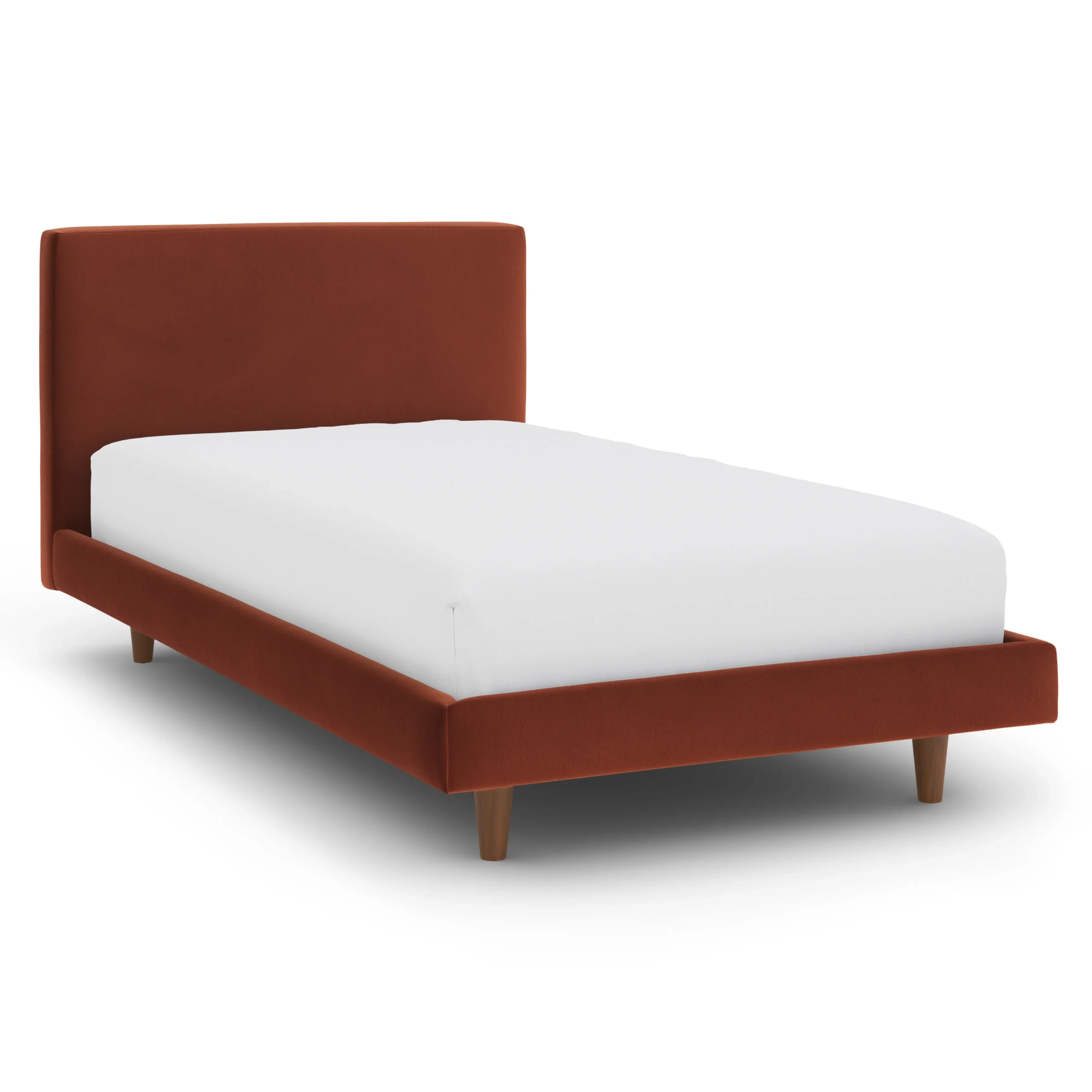 Tessu Twin Low Profile Velvet Bed - Hale Rust - Image 8