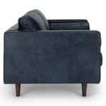 Sven 72_ Tufted Leather Loveseat - Oxford Blue