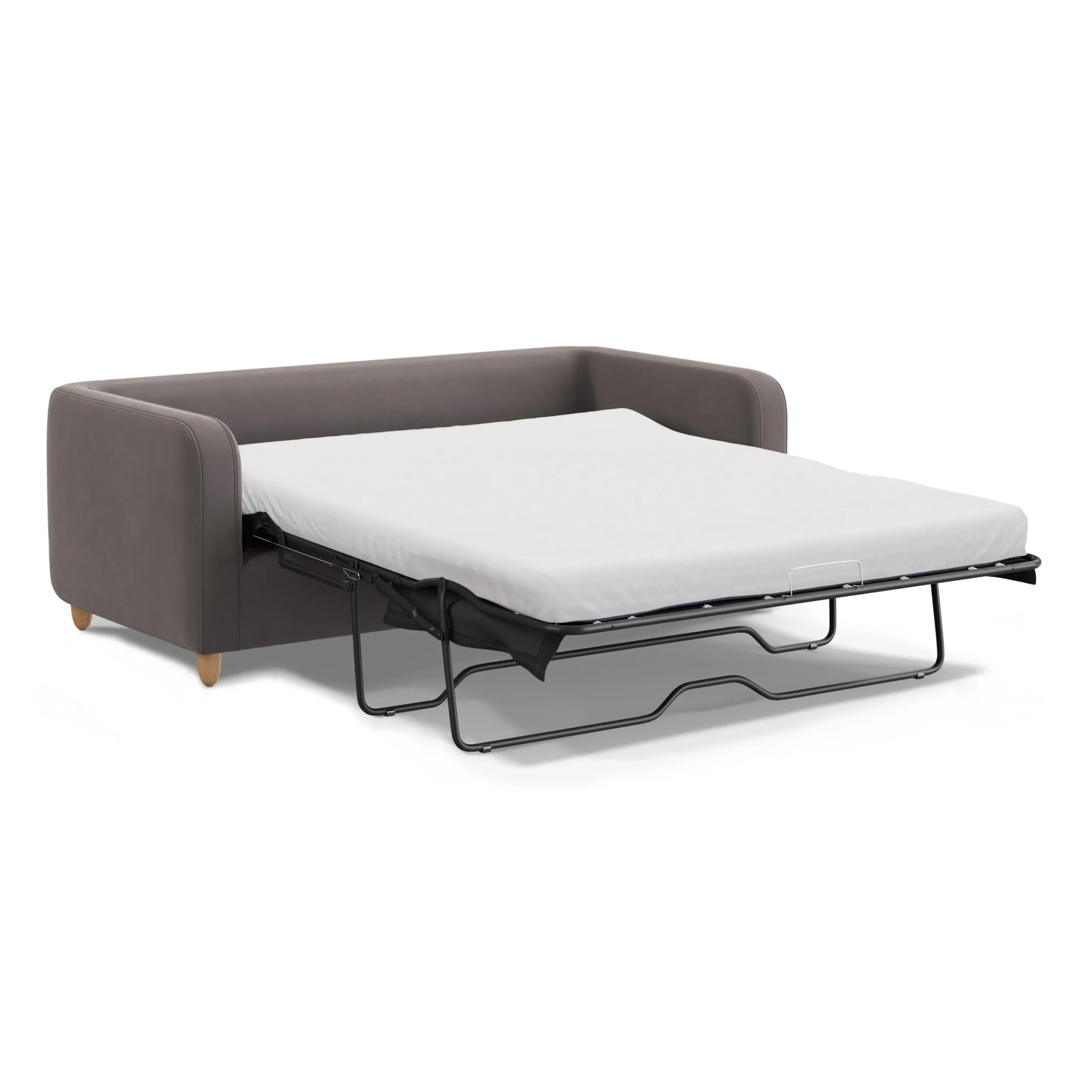 Vati 80_ Velvet Sofa Bed - Natural Oak and Hale Warm Gray - Image 5