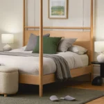 Lenia Queen Canopy Bed - White Oak