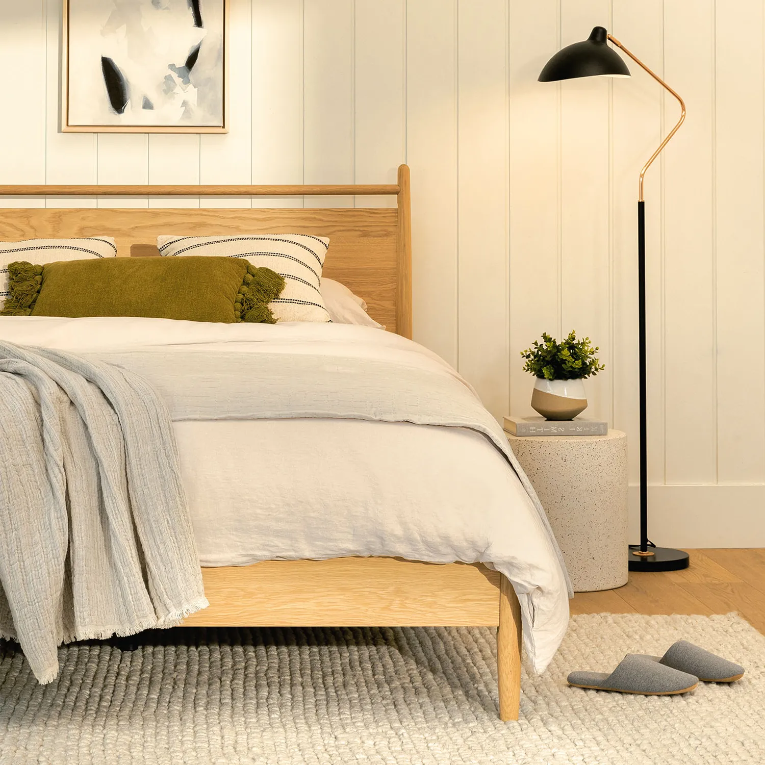 Lenia Queen Panel Bed - White Oak - Image 3