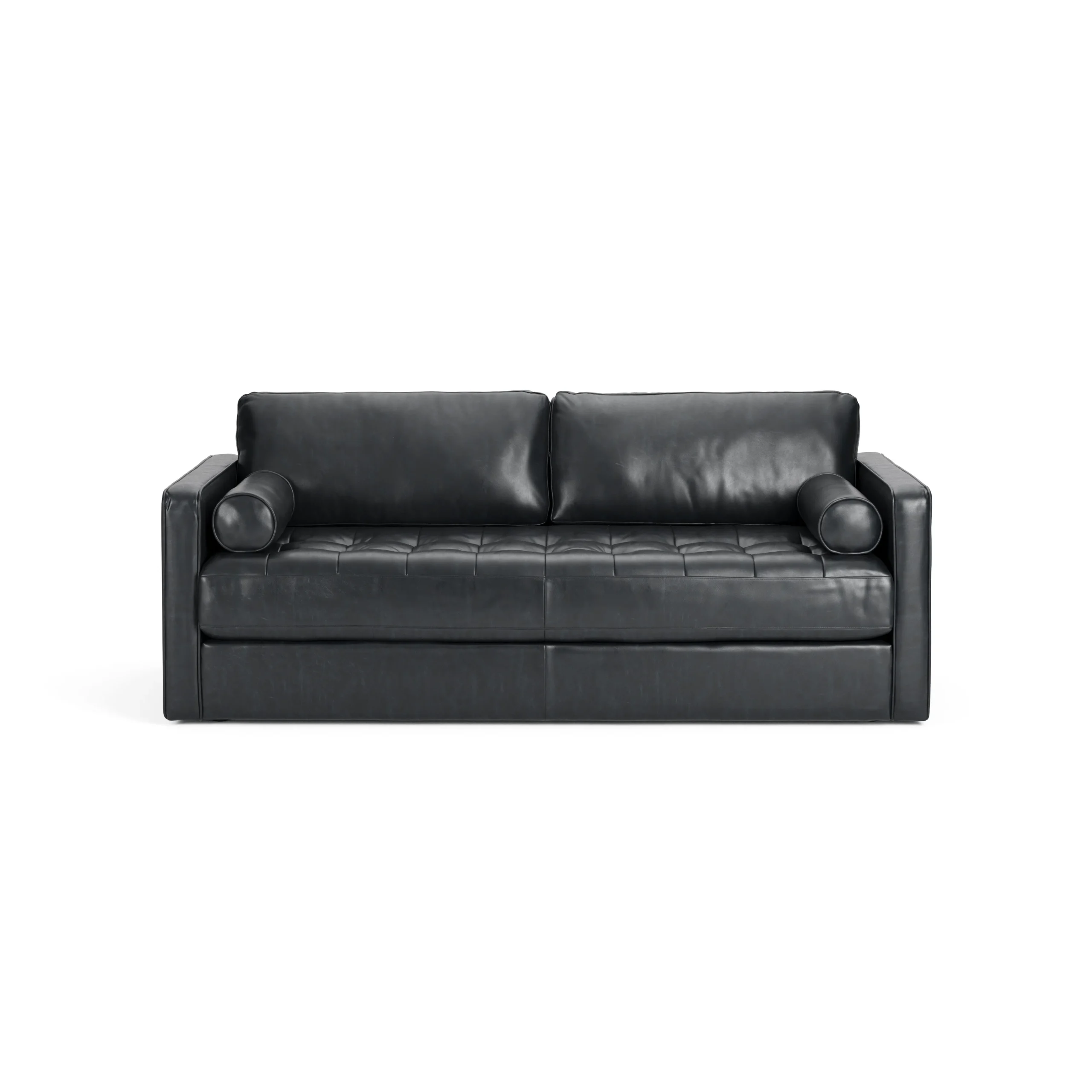 Sven 88_ Tufted Leather Sofa Bed - Oxford Black - Image 5