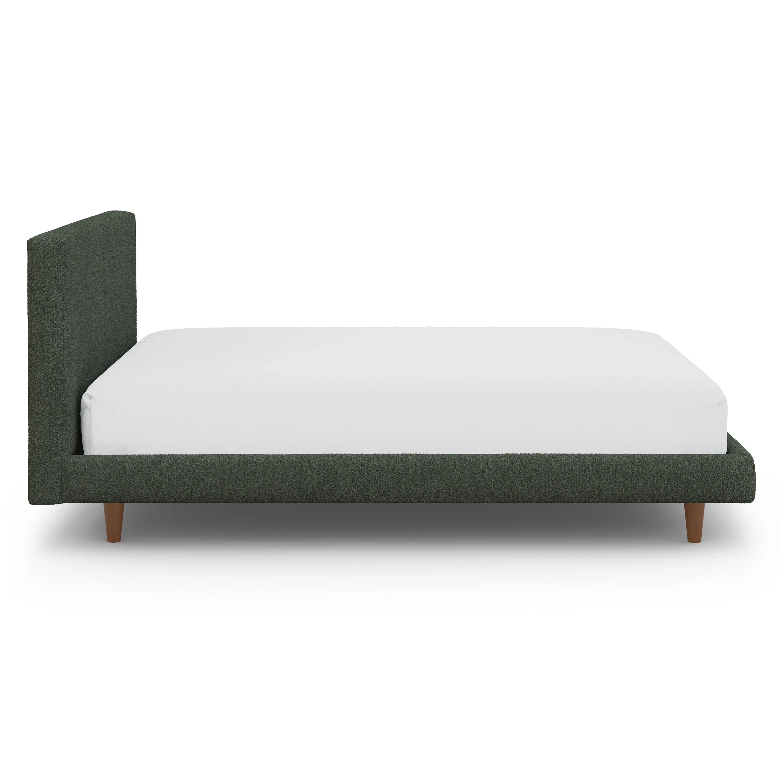 Tessu Full Low Profile Upholstered Bed - Green Wool Bouclé - Image 9