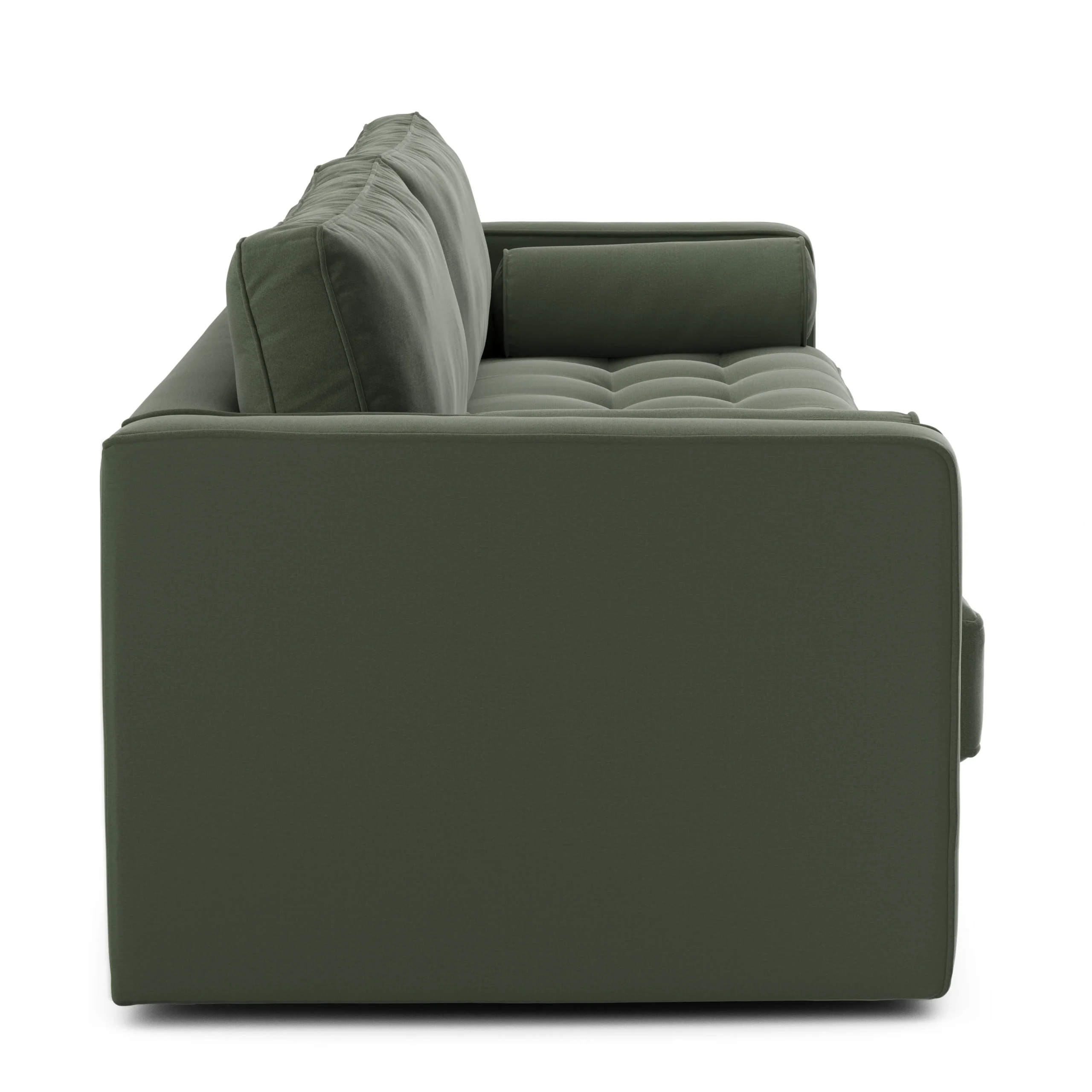 Sven 88_ Grounded Tufted Velvet Sofa - Plush Pacific Green - Image 9