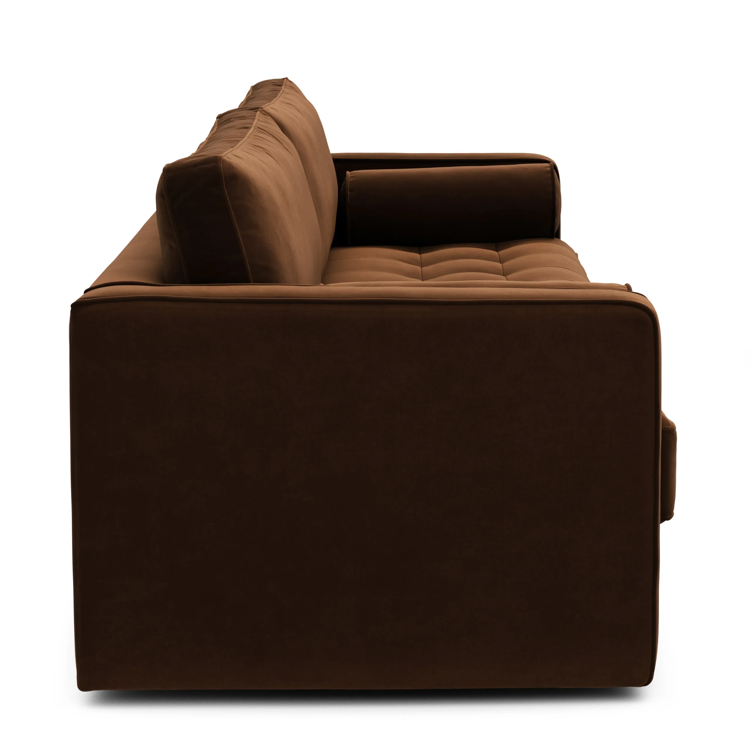 Sven 88_ Grounded Tufted Velvet Sofa - Plush Pacific Brown - Image 9