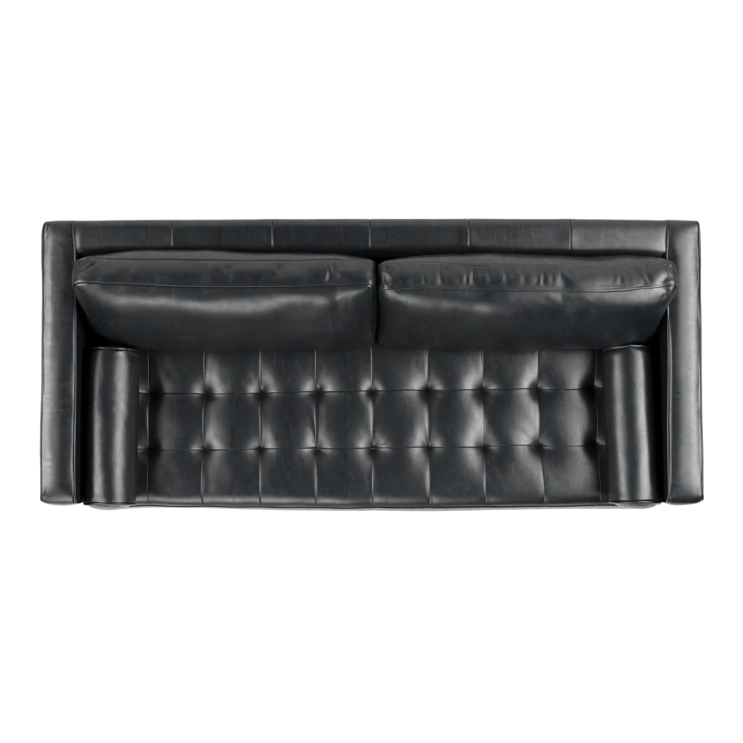 Sven 88_ Grounded Tufted Leather Sofa - Oxford Black - Image 6