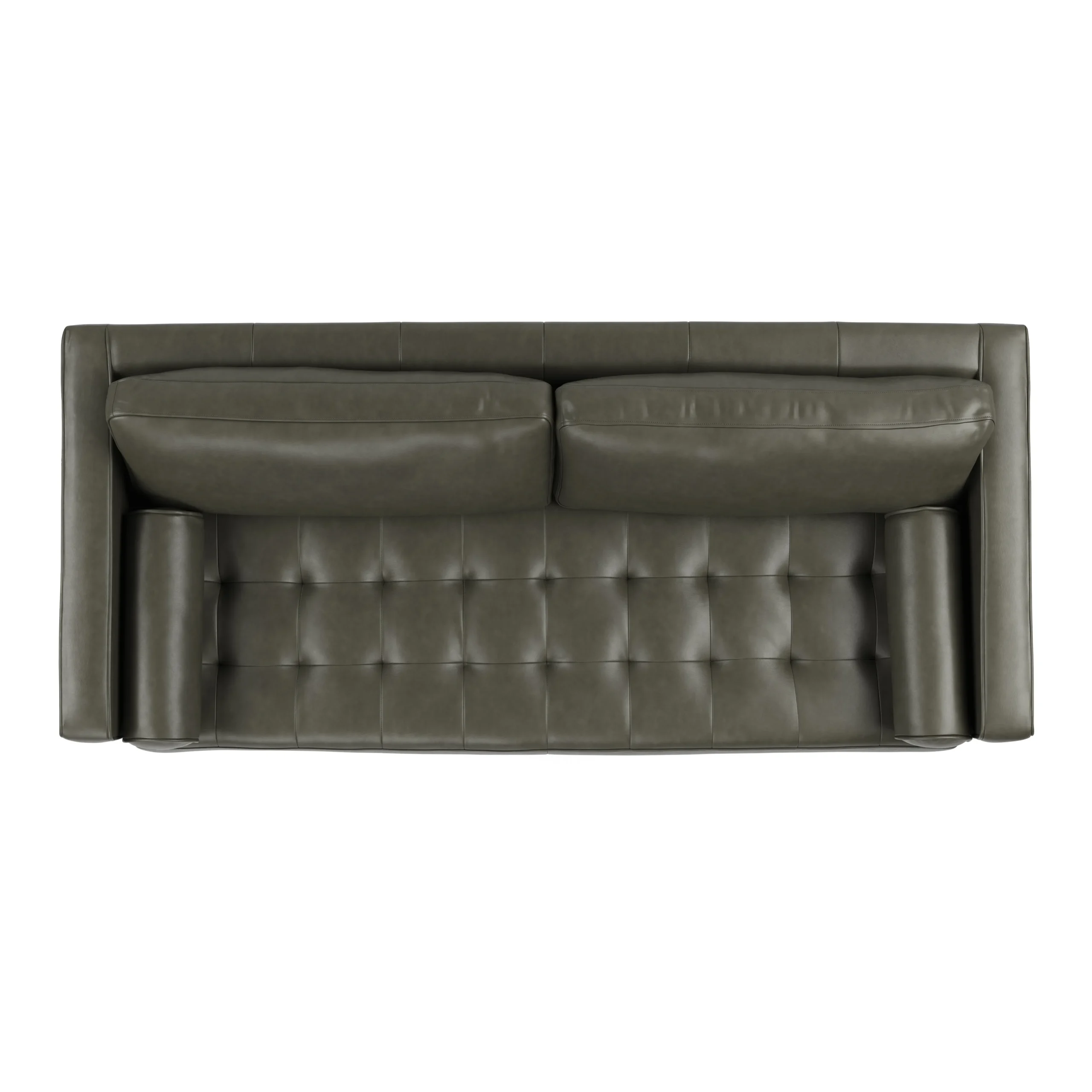 Sven 88_ Grounded Tufted Leather Sofa - Charme Green - Image 6