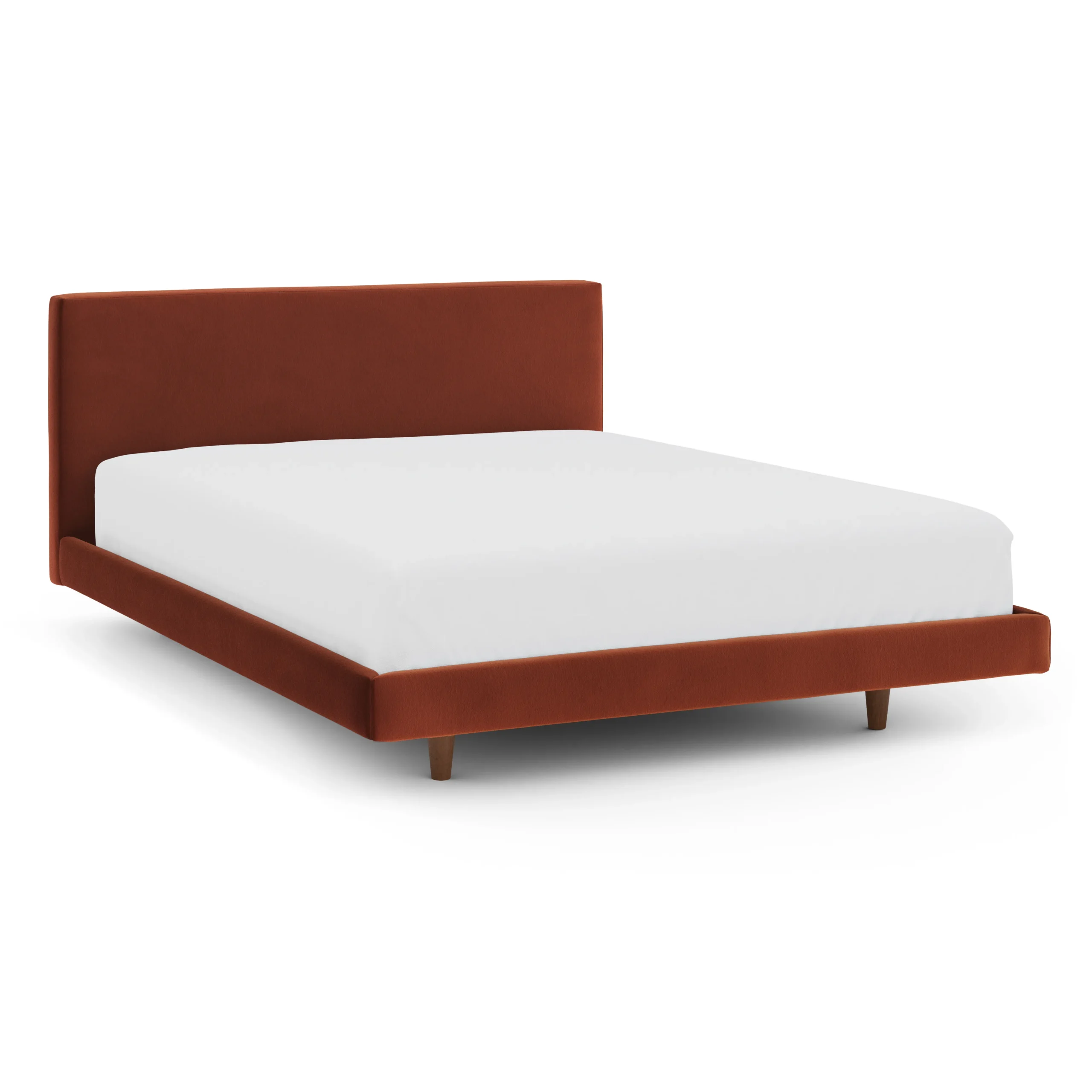 Tessu Queen Low Profile Velvet Bed - Hale Rust - Image 5