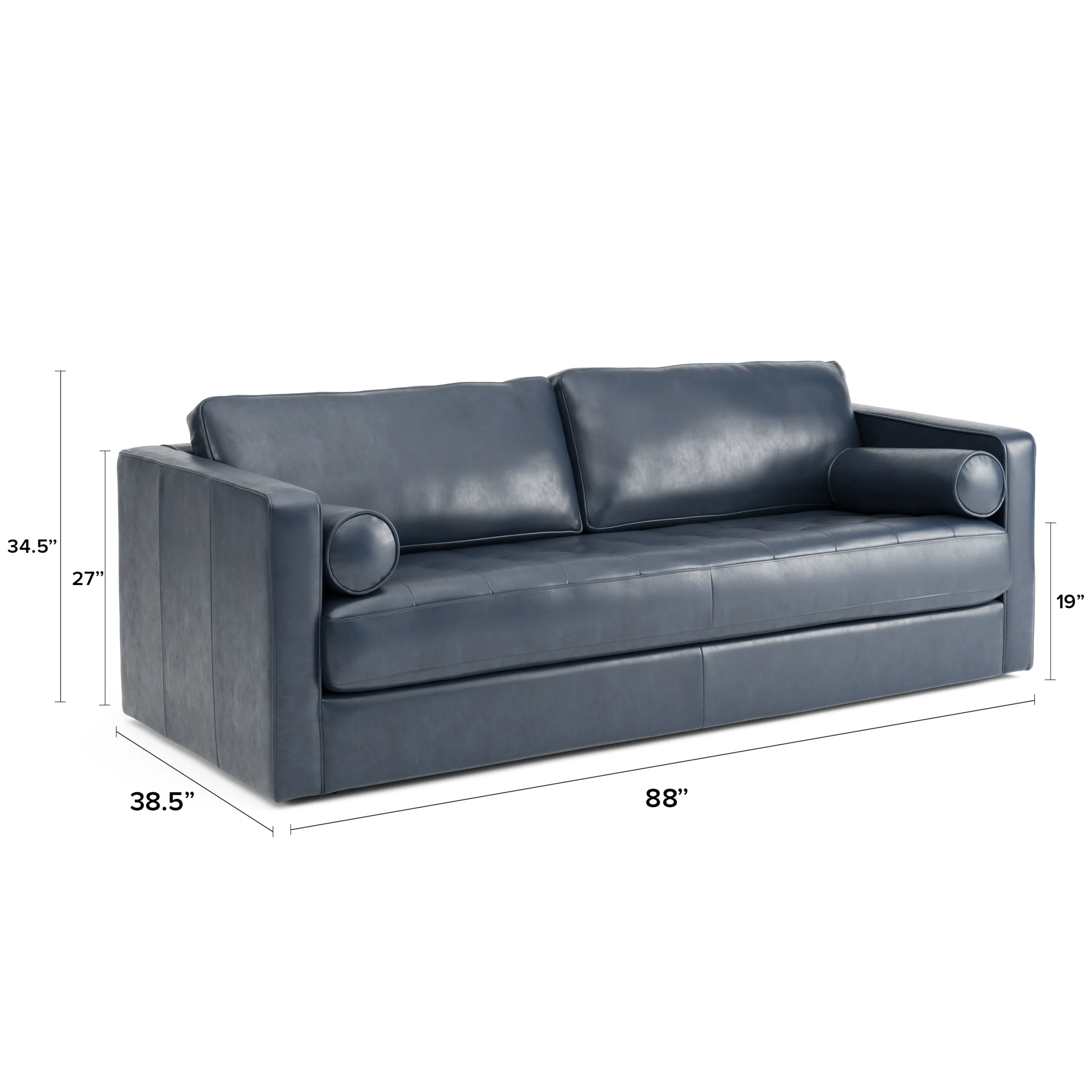 Sven 88_ Grounded Tufted Leather Sofa - Oxford Blue - Image 5