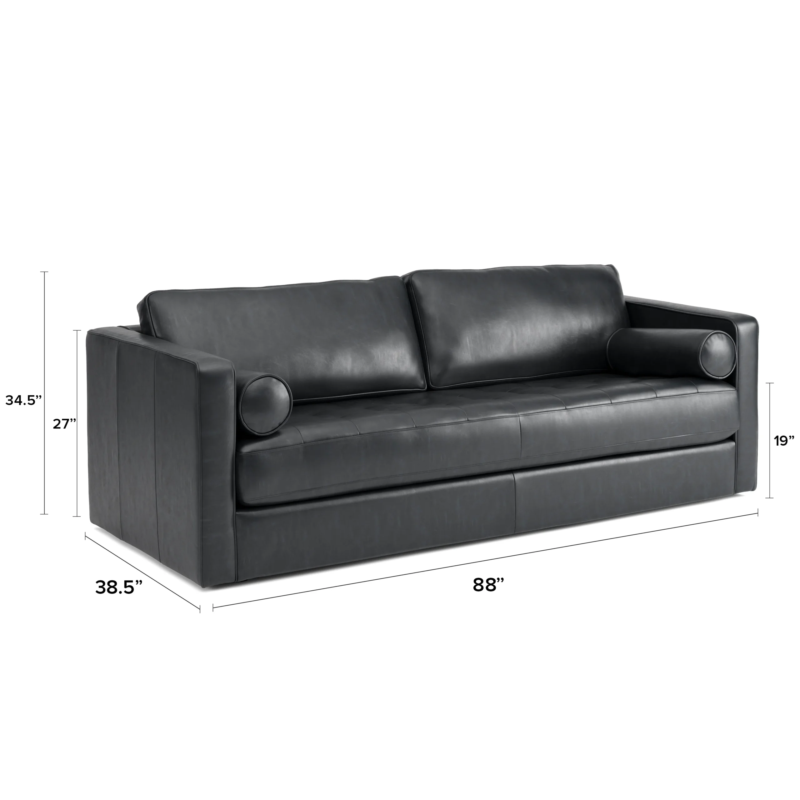 Sven 88_ Grounded Tufted Leather Sofa - Oxford Black - Image 5