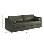 Sven 88_ Grounded Tufted Leather Sofa - Charme Green