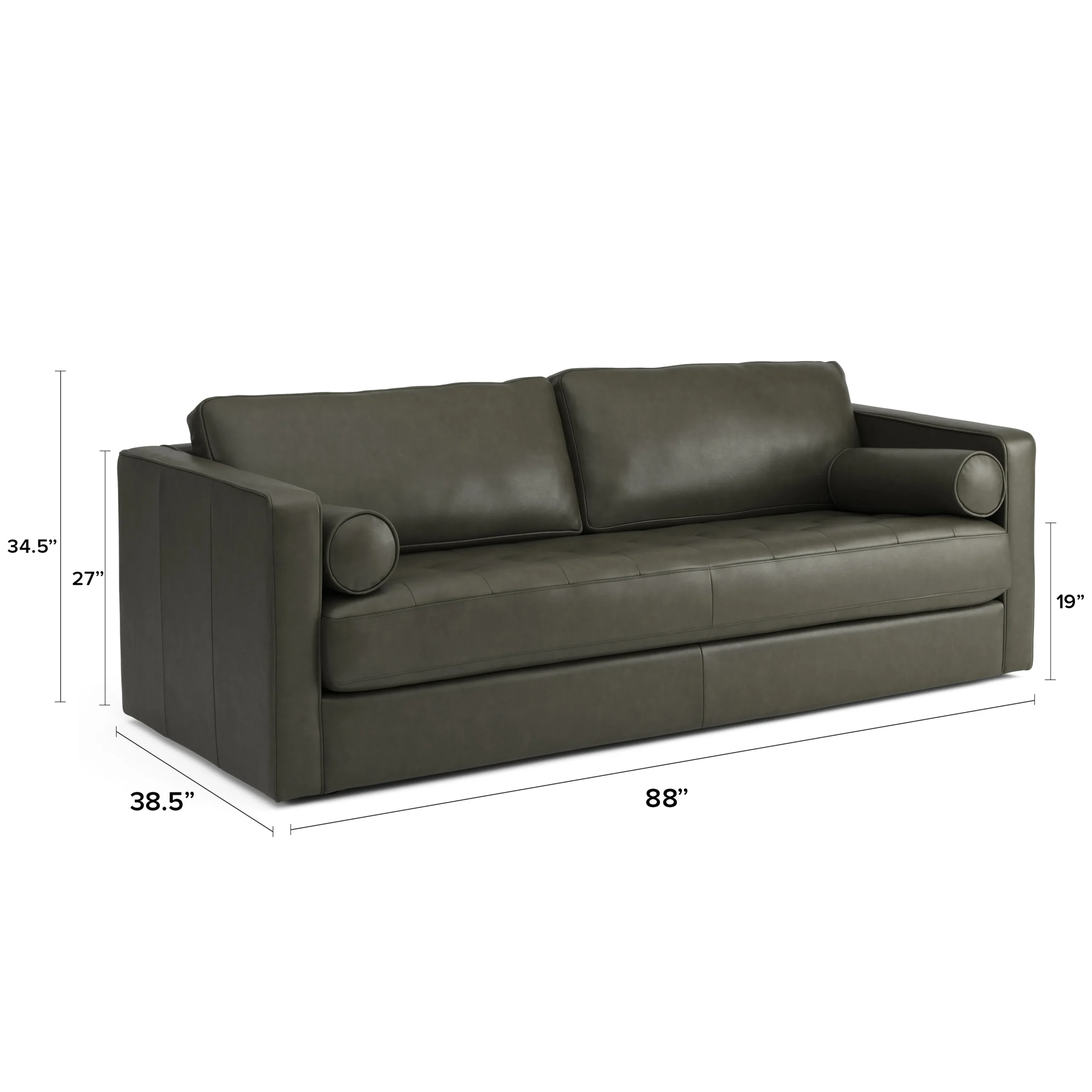 Sven 88_ Grounded Tufted Leather Sofa - Charme Green - Image 5