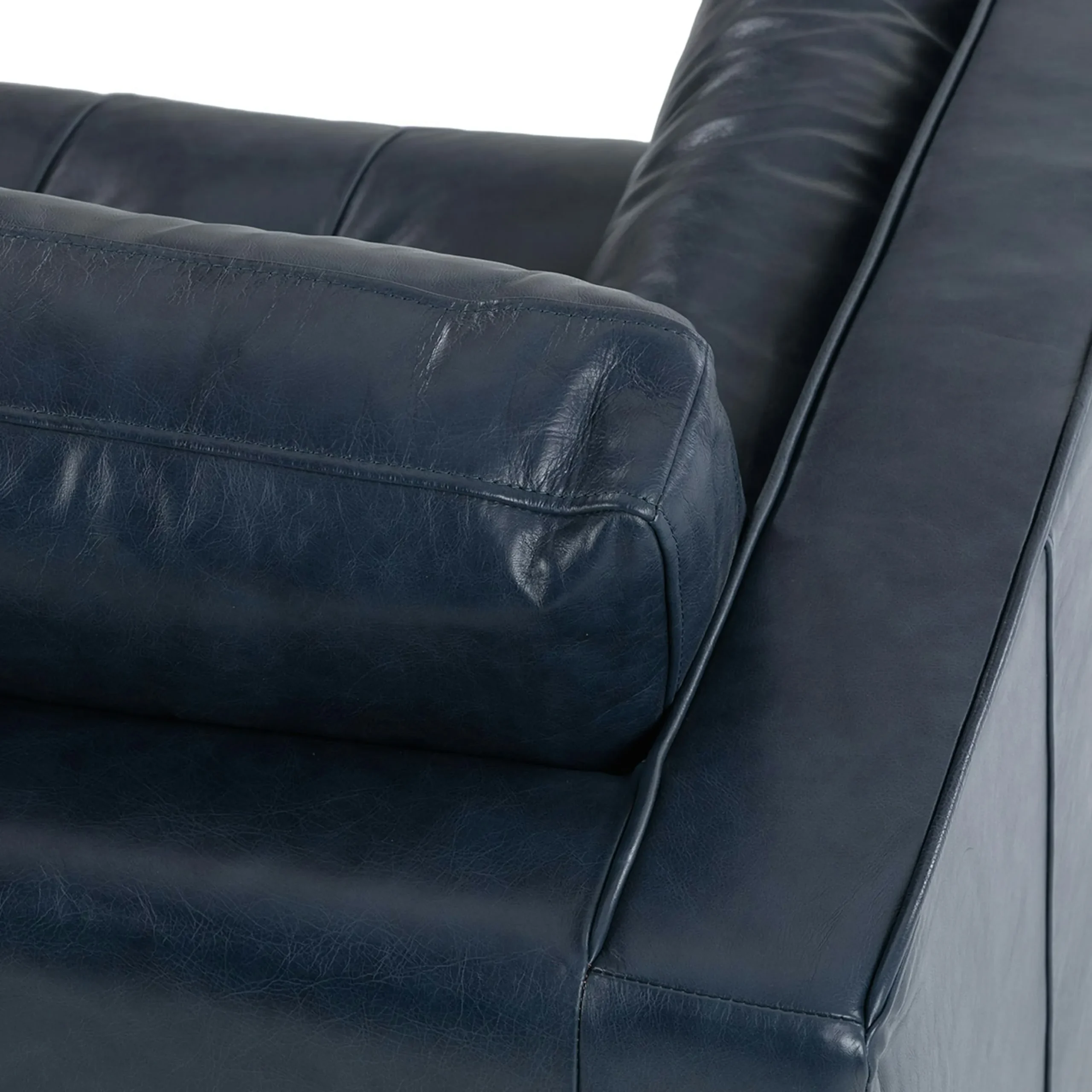 Sven 72_ Tufted Leather Loveseat - Oxford Blue - Image 6