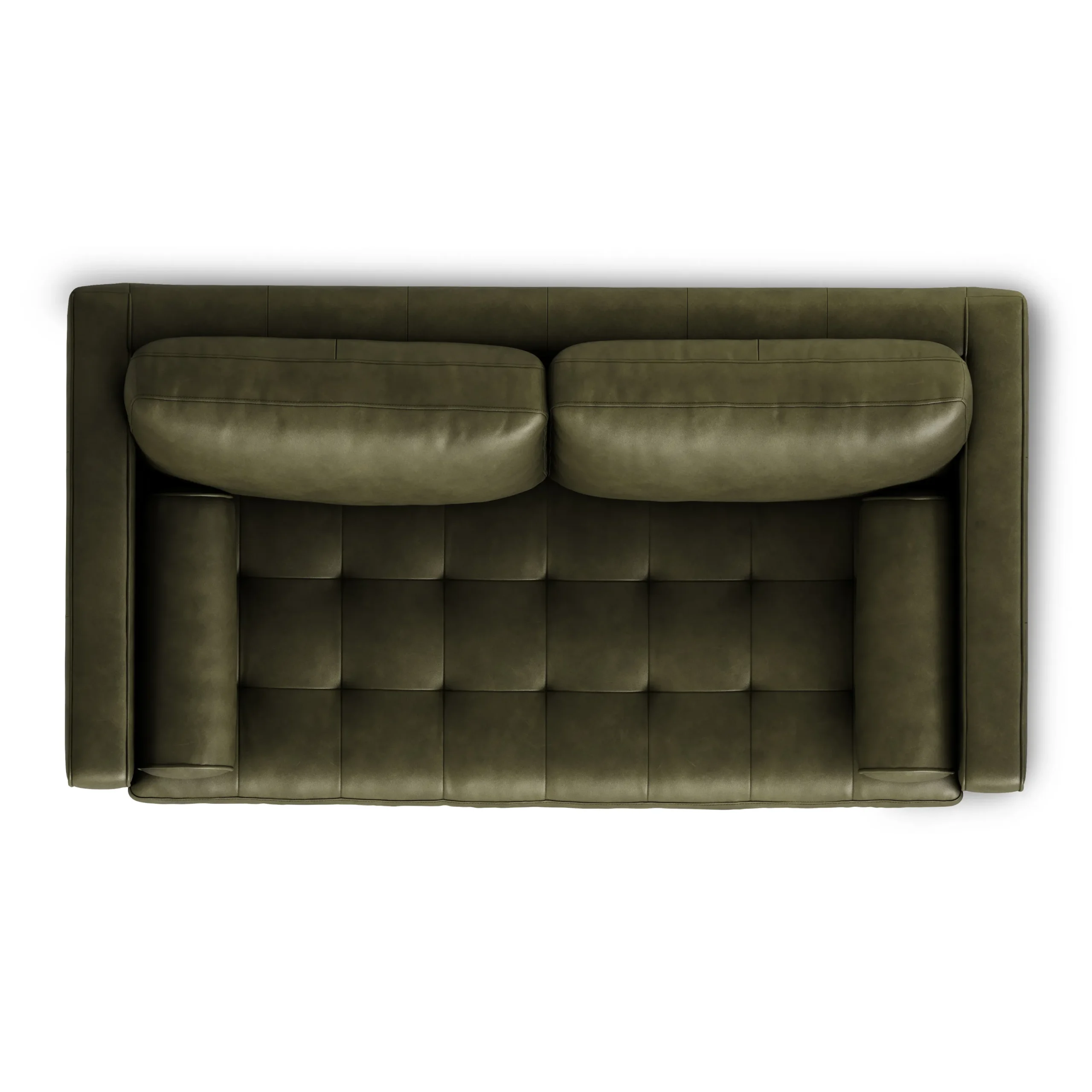 Sven 72_ Tufted Leather Loveseat - Charme Green - Image 6