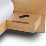 Nera Queen Low Profile Bed with Nightstands Set - Oak