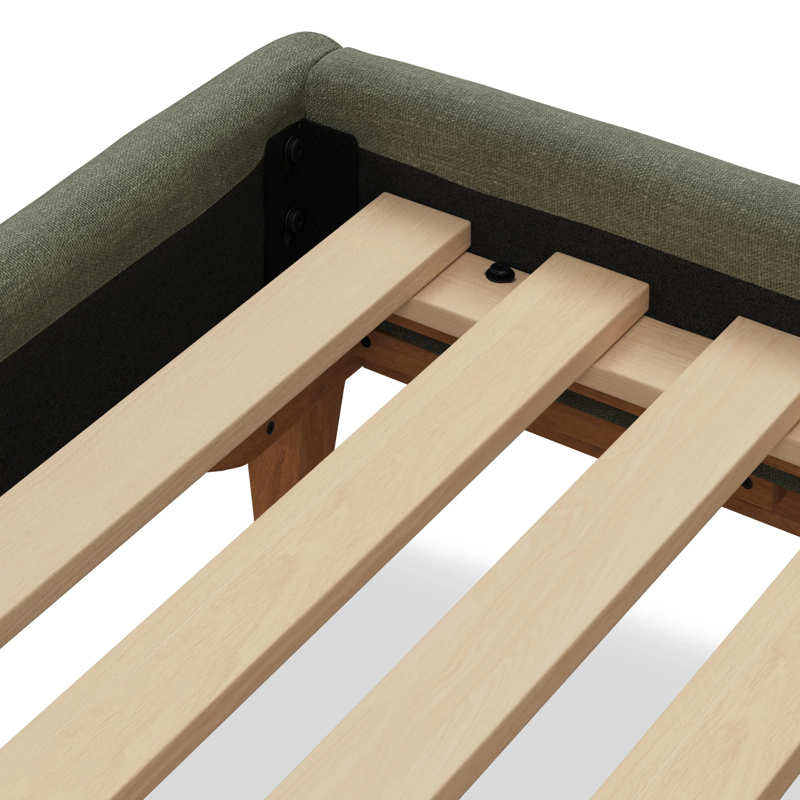 Rosin Queen Upholstered Bed - Smoked Oak and Welsh Green - Image 8