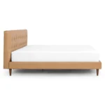 Sven King Tufted Leather Bed - Charme Tan