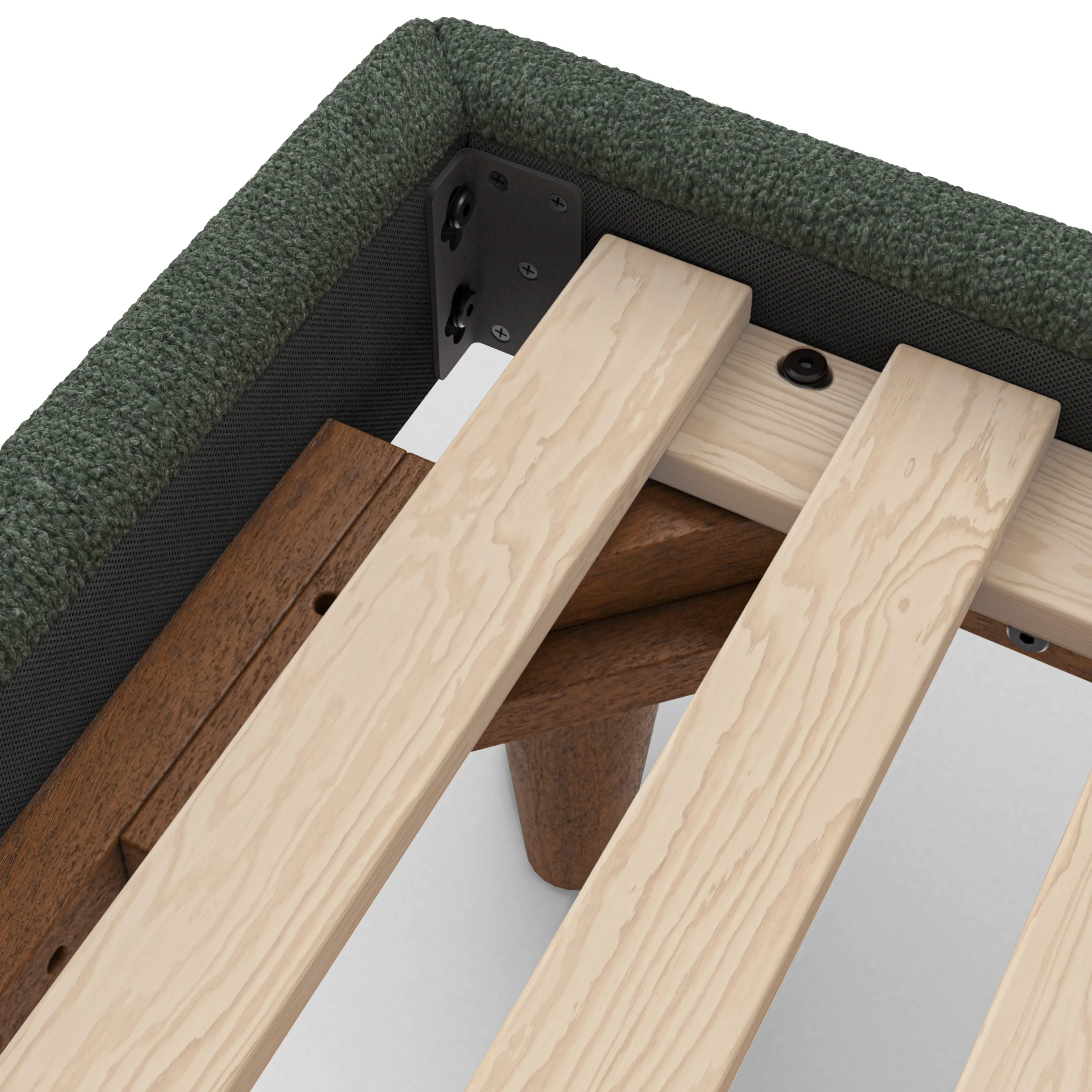 Tessu Full Low Profile Upholstered Bed - Green Wool Bouclé - Image 7
