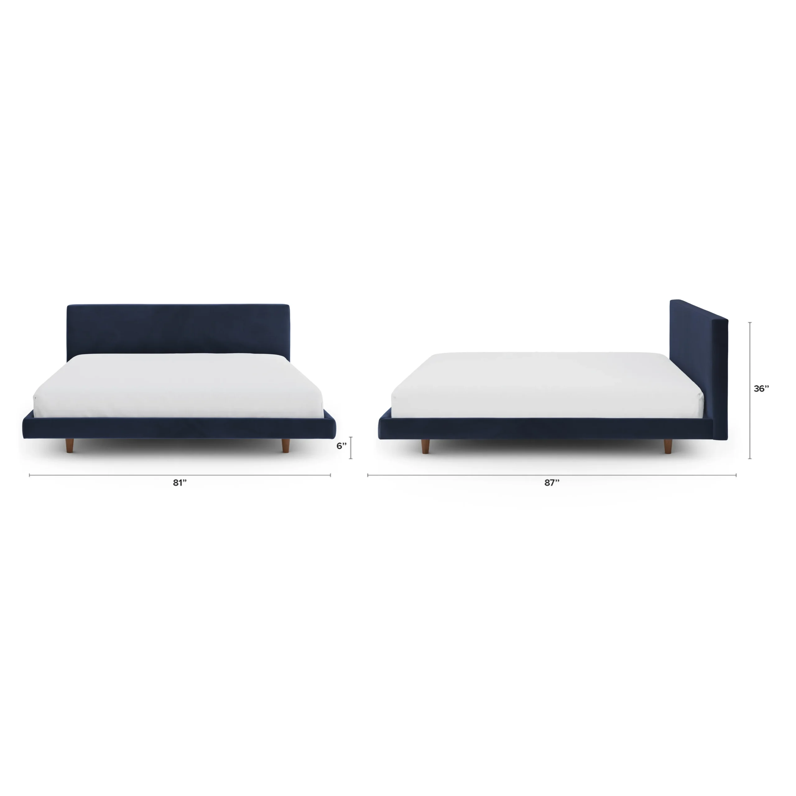 Tessu Full Low Profile Velvet Bed - Hale Ink - Image 4