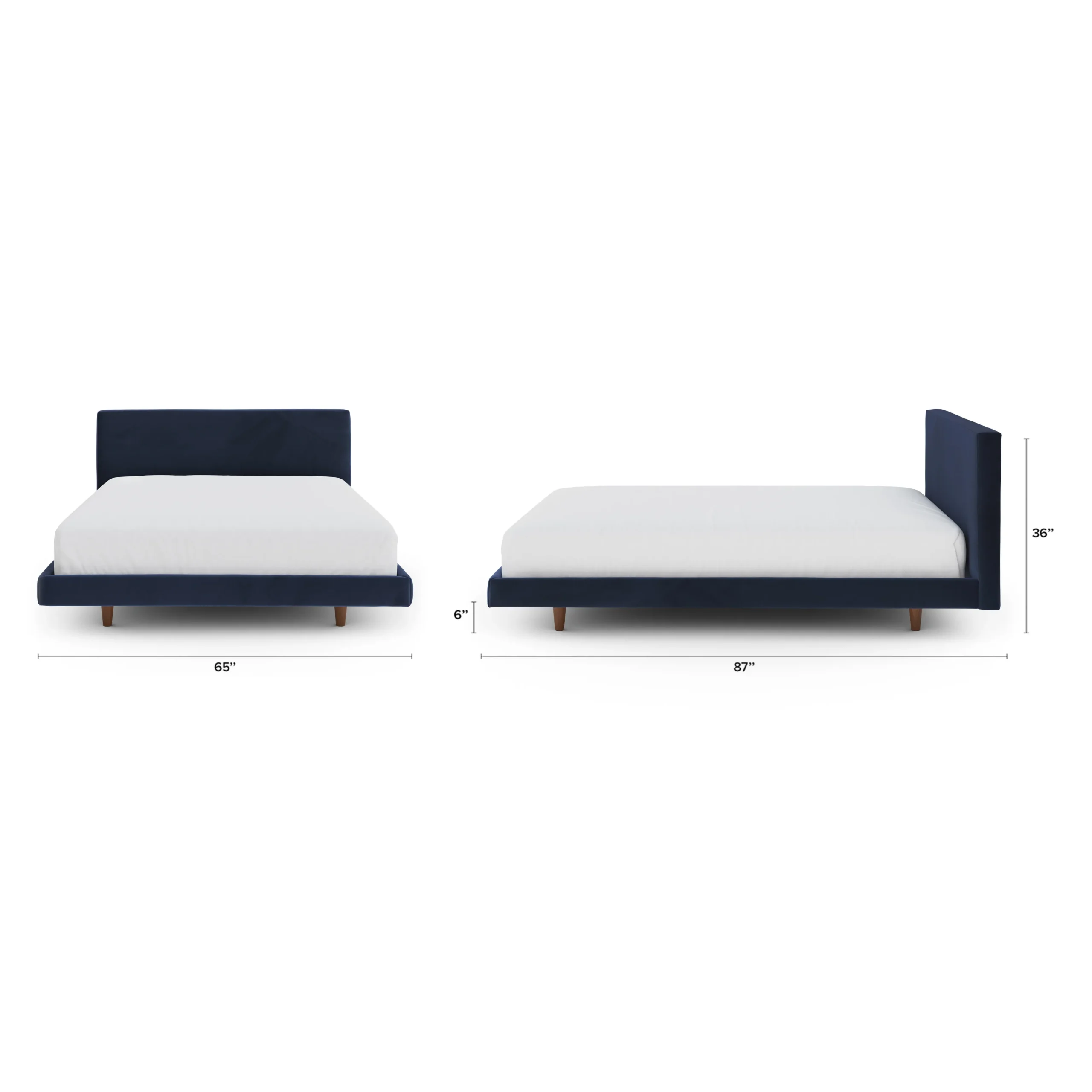 Tessu Queen Low Profile Velvet Bed - Hale Ink - Image 4
