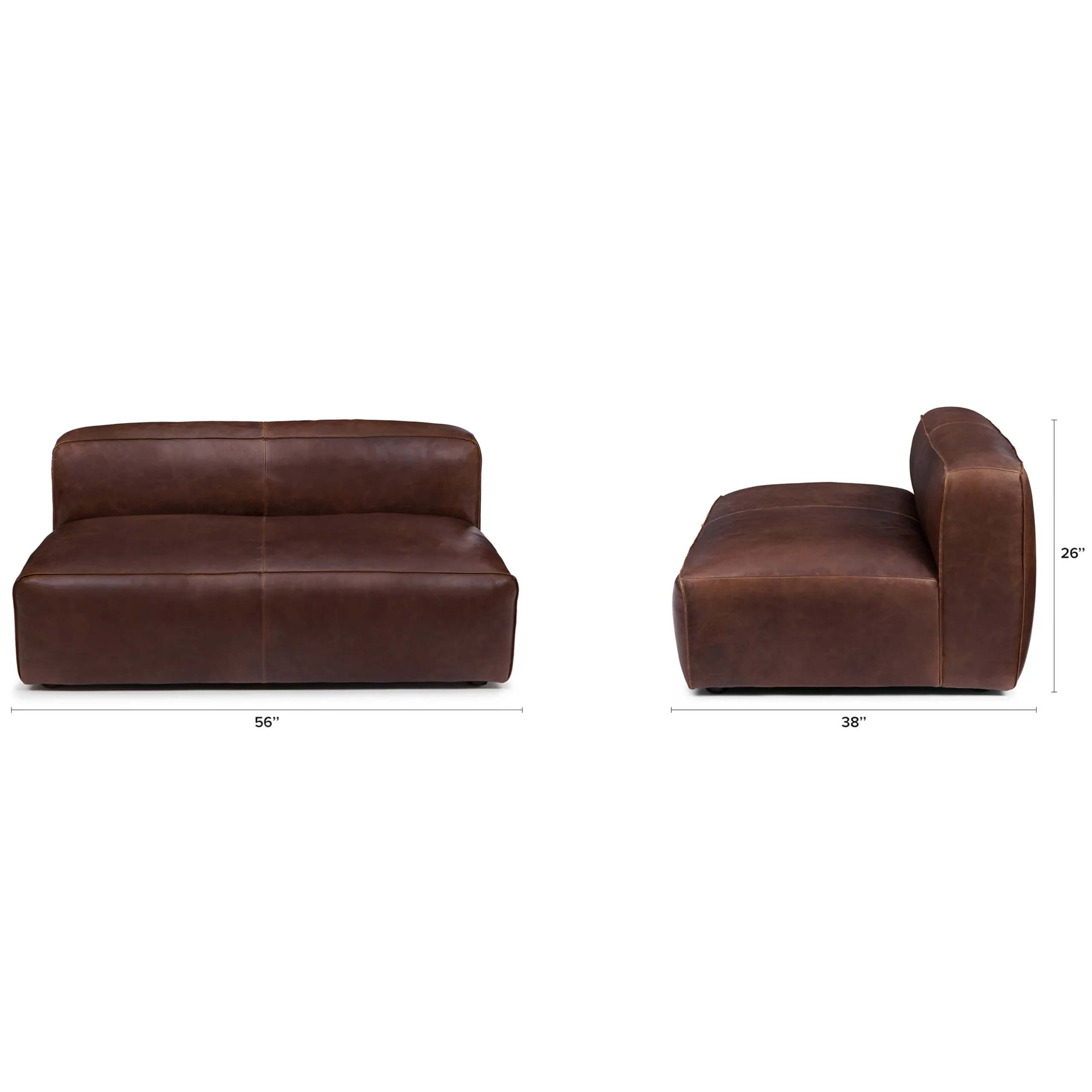 Cigar 56_ Leather Loveseat - Indiana Brown - Image 3