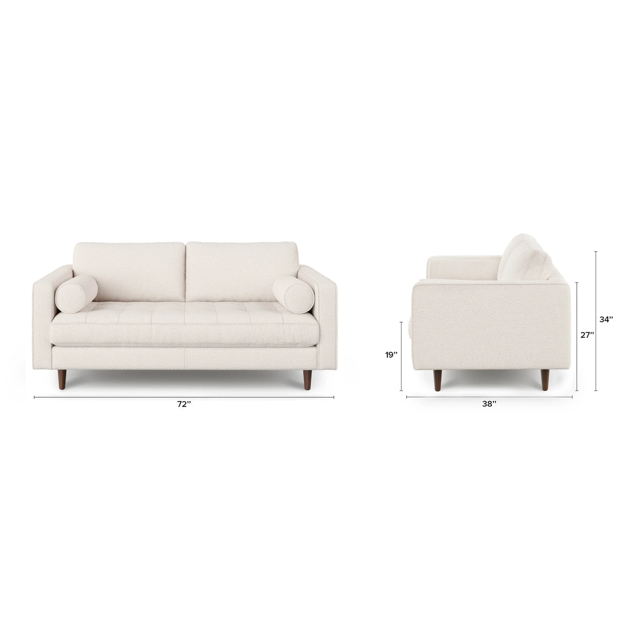Sven 72_ Tufted Loveseat - Ivory Wool Bouclé - Image 3