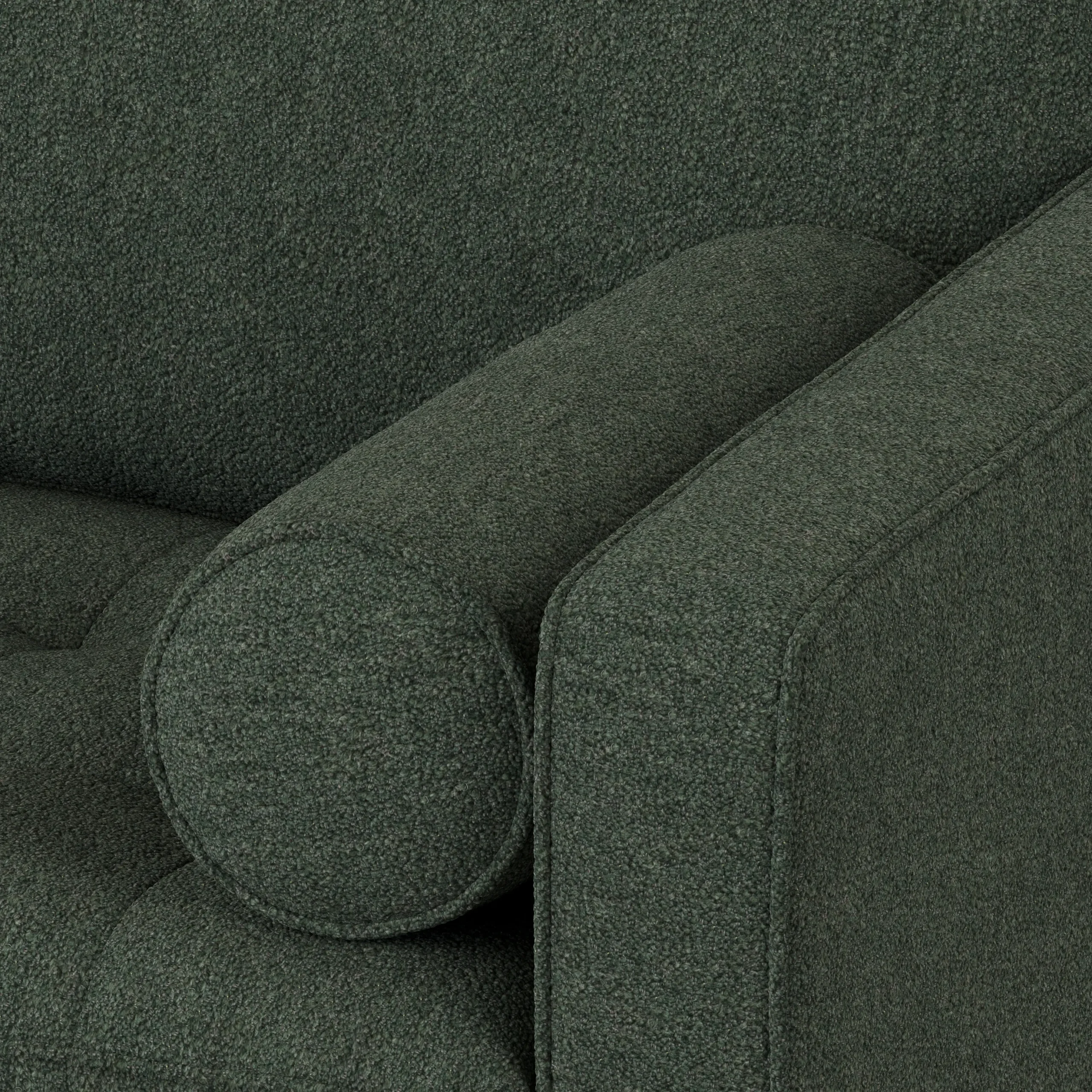 Sven 72_ Tufted Loveseat - Green Wool Bouclé - Image 4