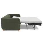 Vati 80_ Velvet Sofa Bed - Natural Oak and Hale Fir Green