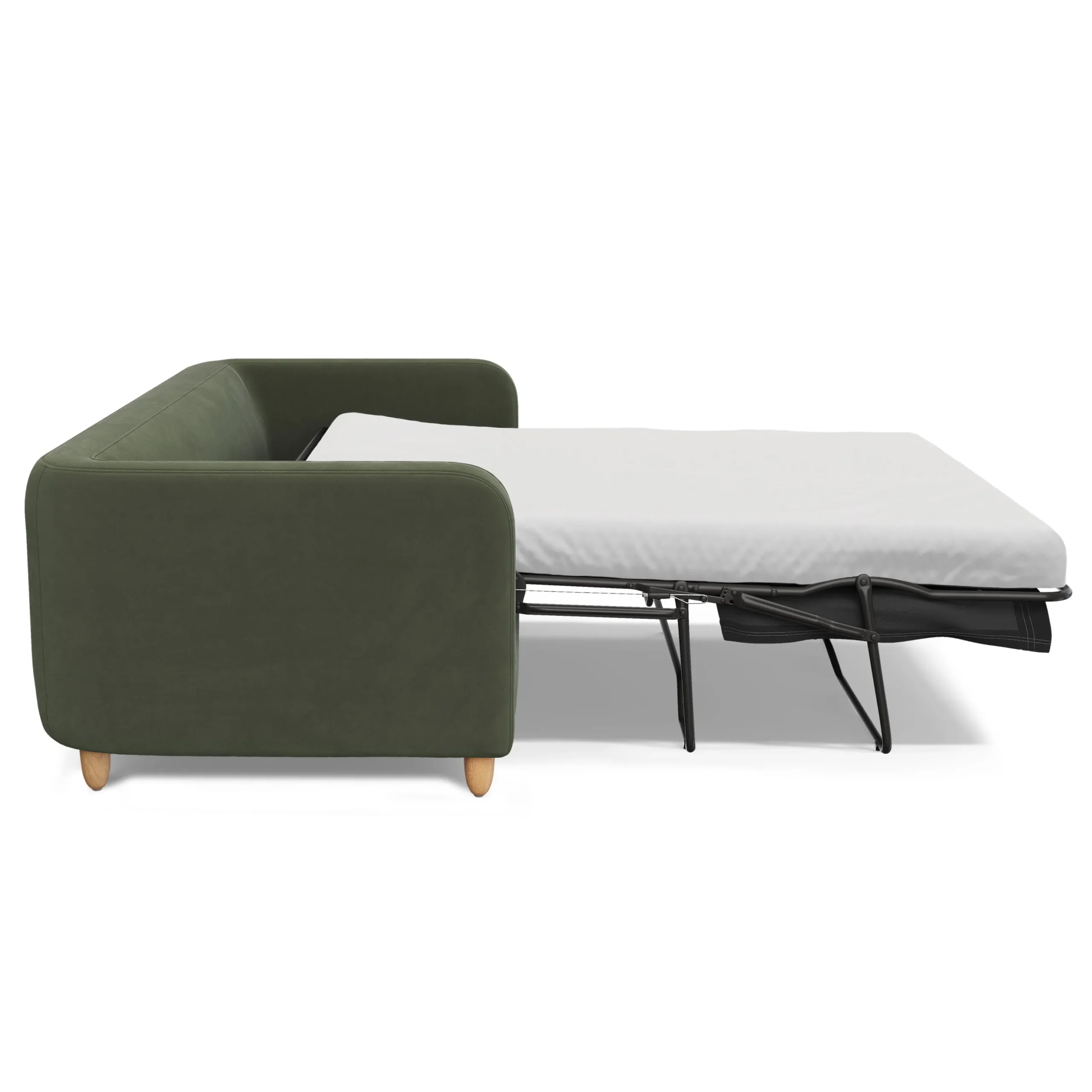 Vati 80_ Velvet Sofa Bed - Natural Oak and Hale Fir Green - Image 12
