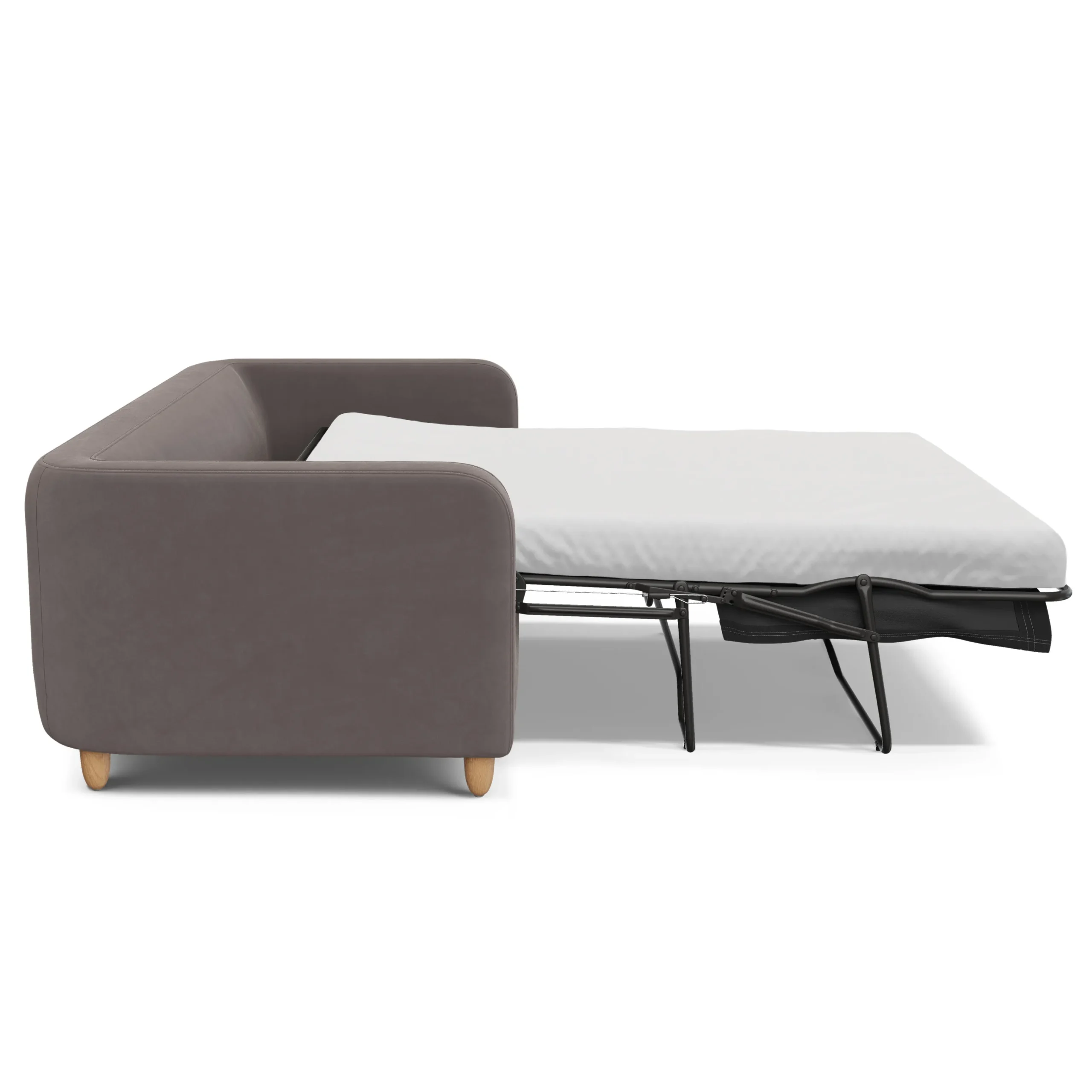 Vati 80_ Velvet Sofa Bed - Natural Oak and Hale Warm Gray - Image 8