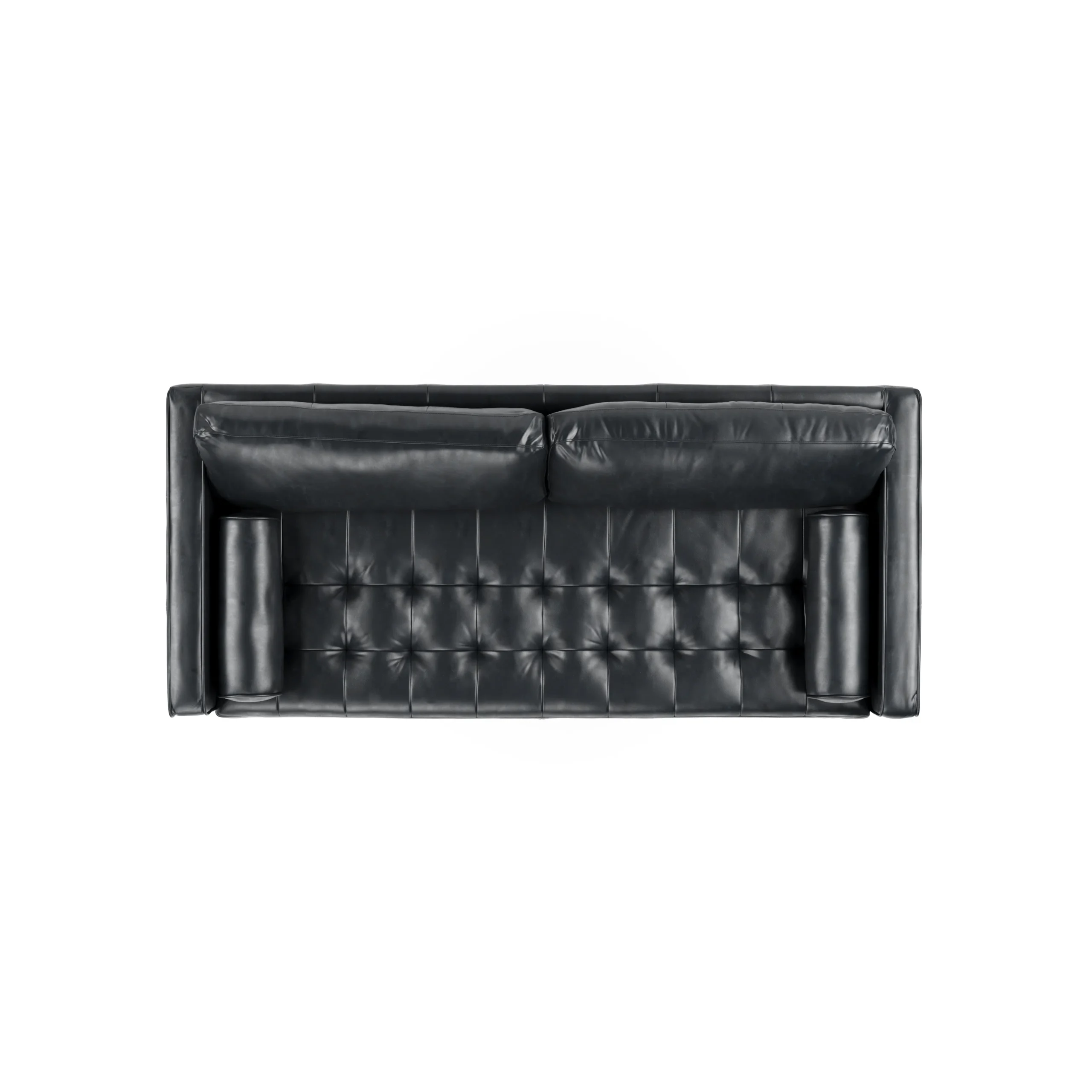 Sven 88_ Tufted Leather Sofa Bed - Oxford Black - Image 8