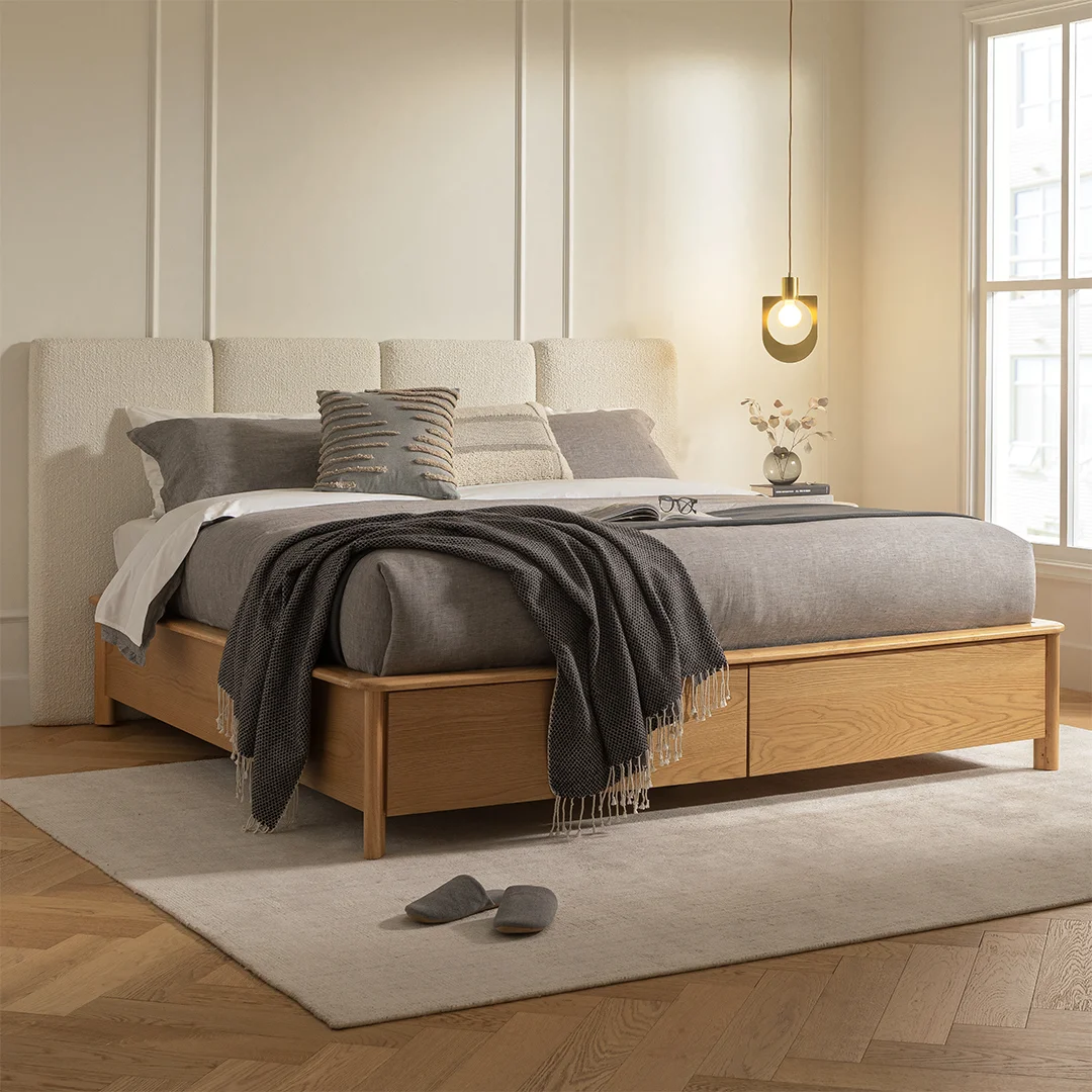 Pactera King Storage Bed - Oak