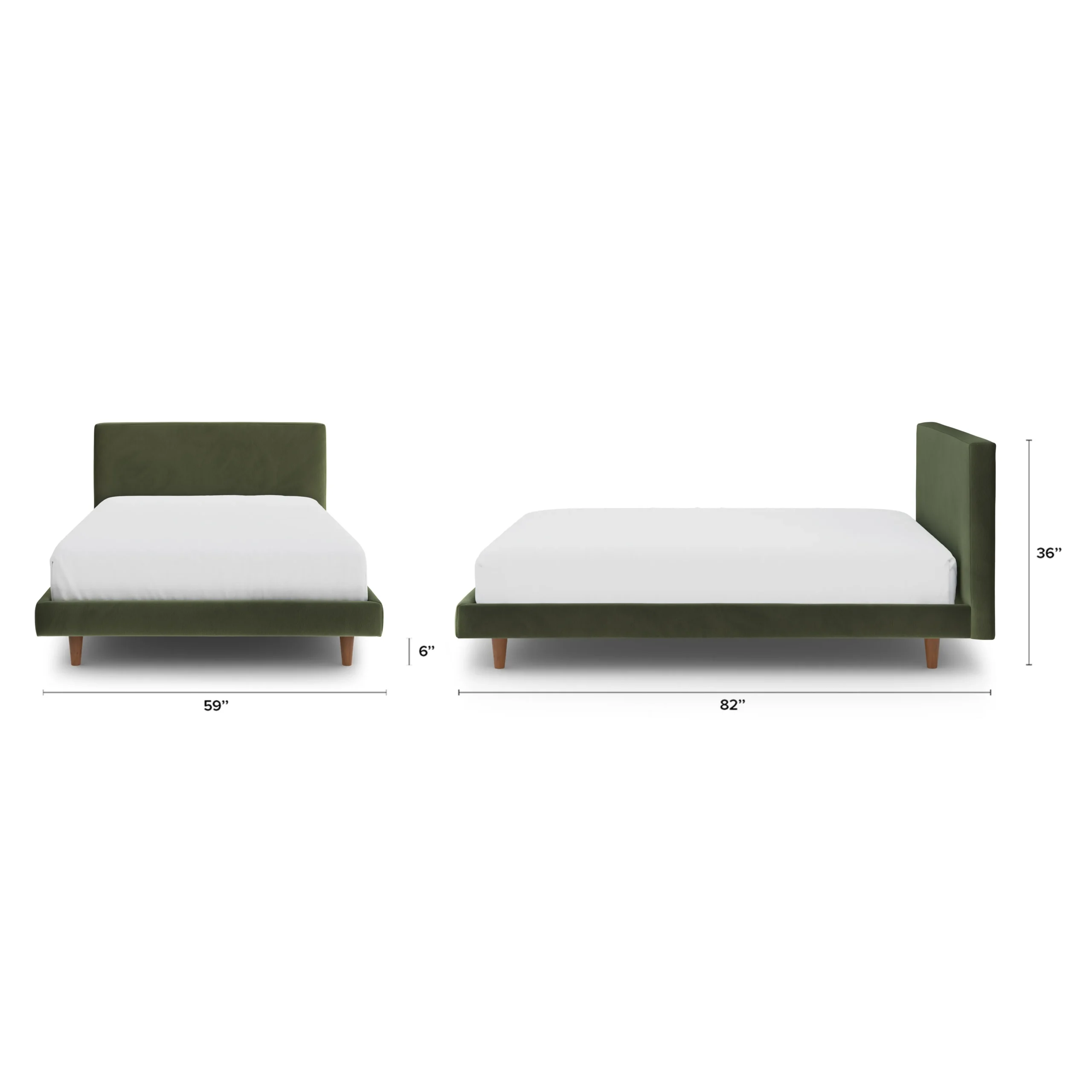 Tessu Full Low Profile Velvet Bed - Hale Fir Green - Image 8