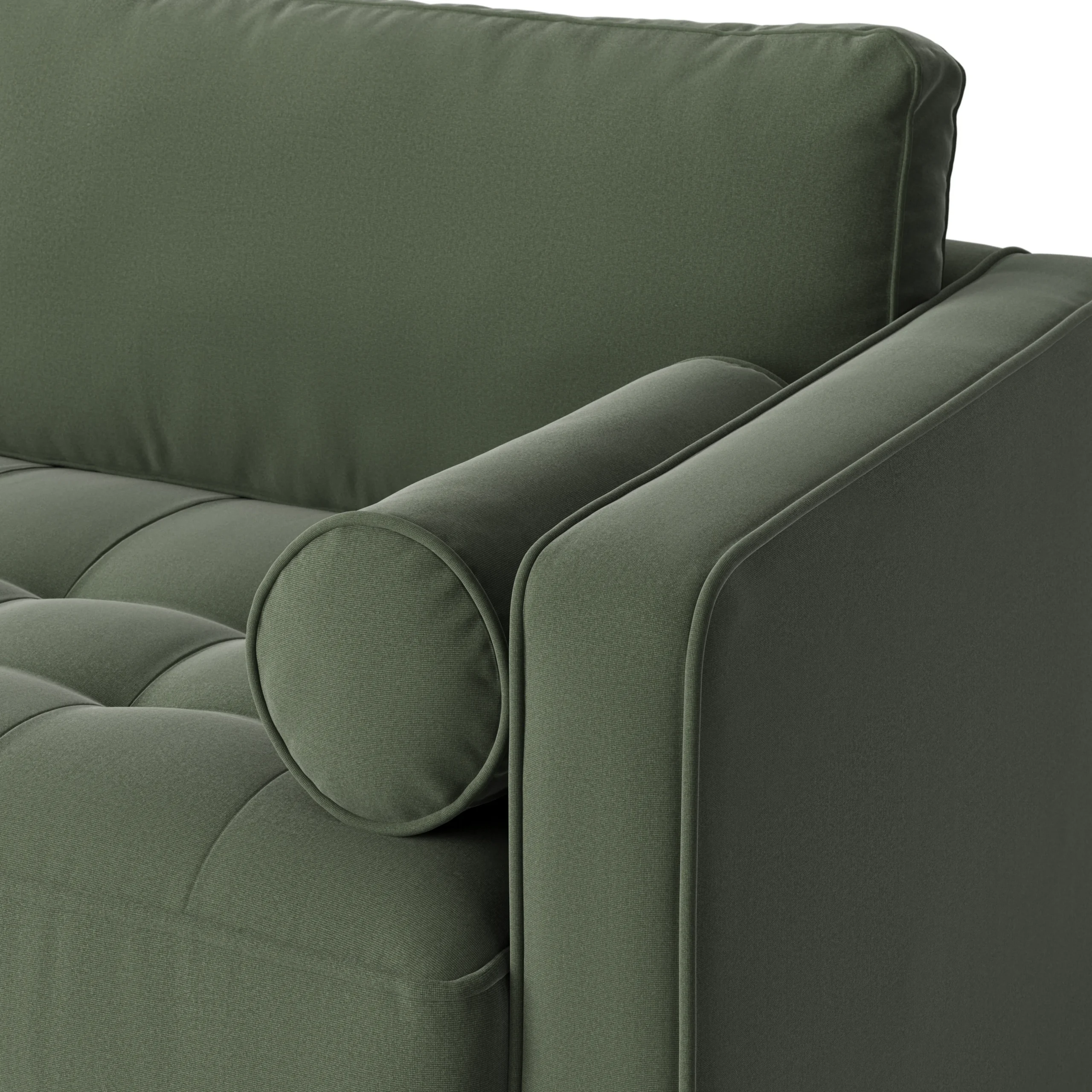 Sven 88_ Grounded Tufted Velvet Sofa - Plush Pacific Green - Image 7