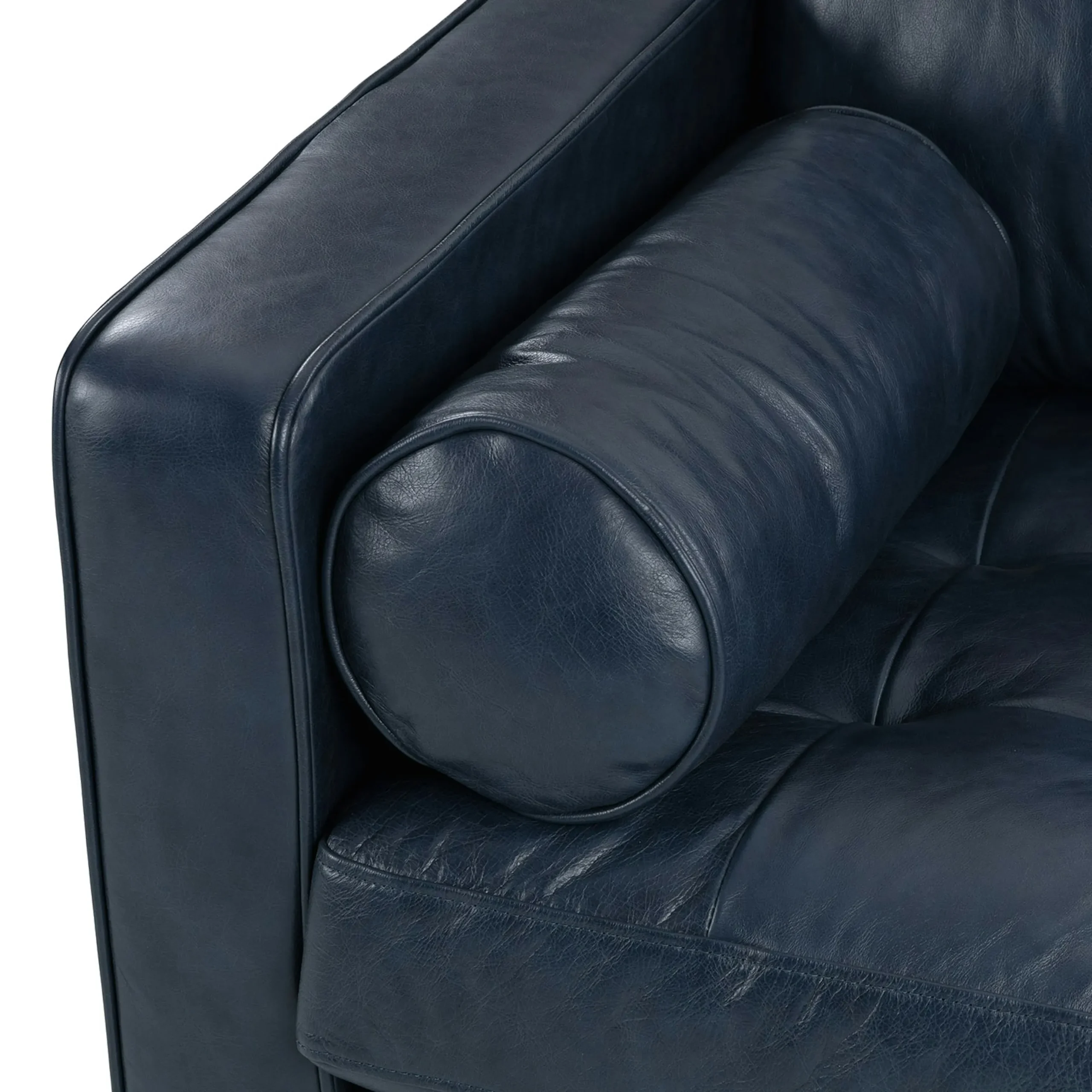 Sven 72_ Tufted Leather Loveseat - Oxford Blue - Image 12