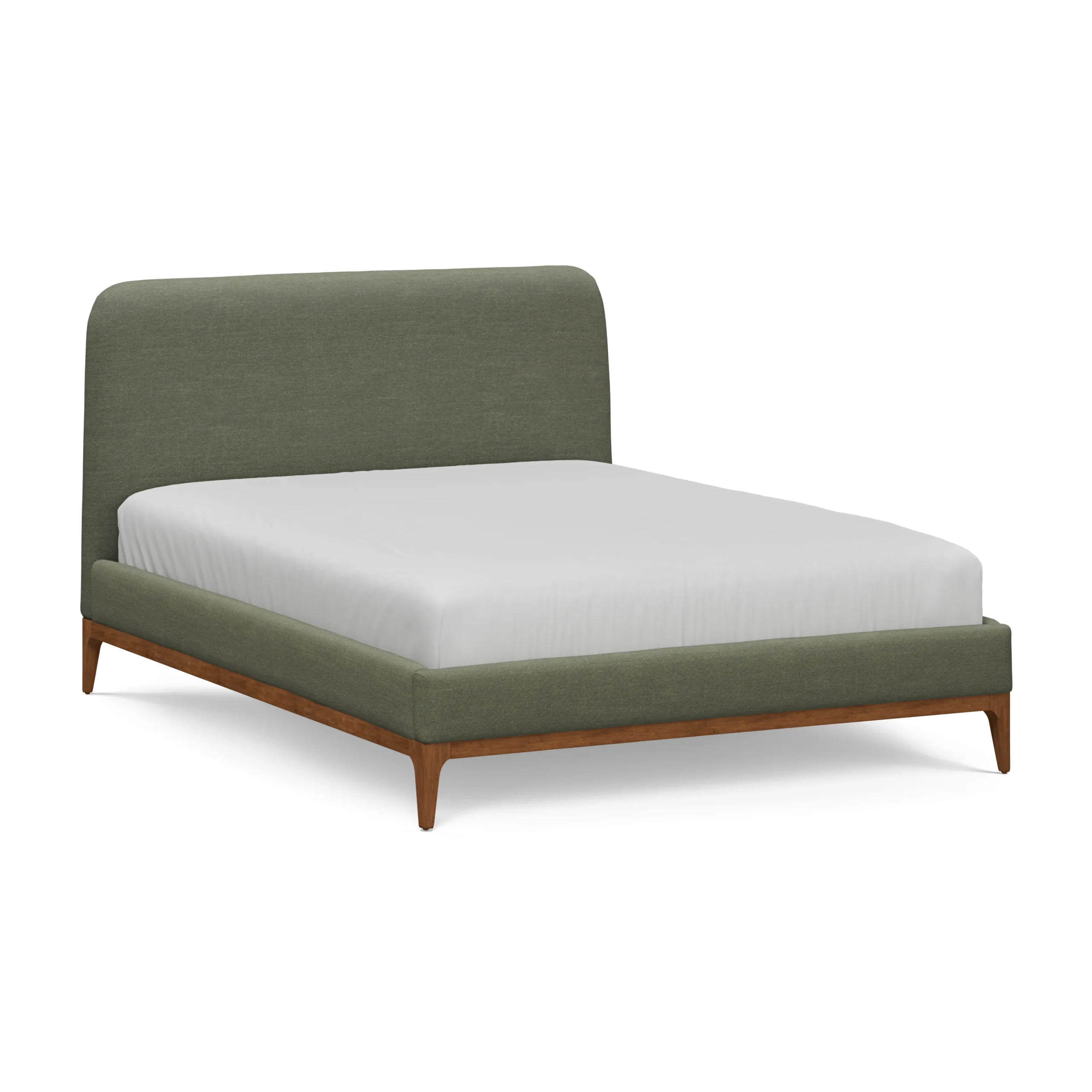 Rosin Queen Upholstered Bed - Smoked Oak and Welsh Green - Image 6