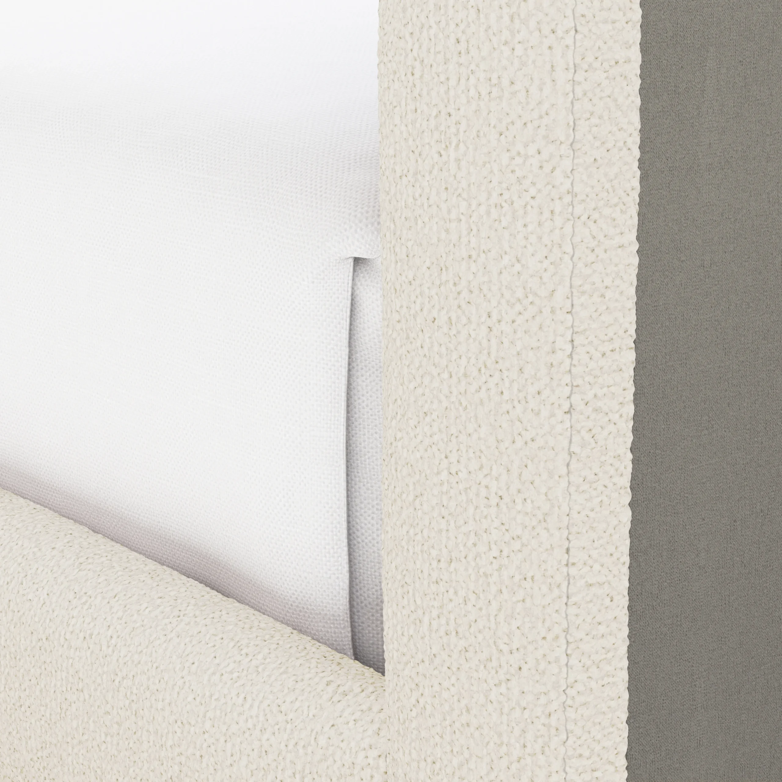 Tessu Twin Low Profile Upholstered Bed - Ivory Wool Bouclé - Image 4