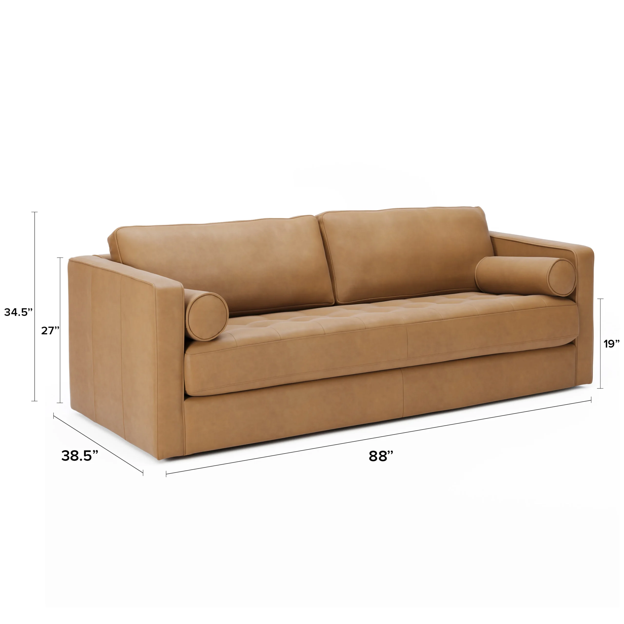 Sven 88_ Grounded Tufted Leather Sofa - Charme Tan - Image 3