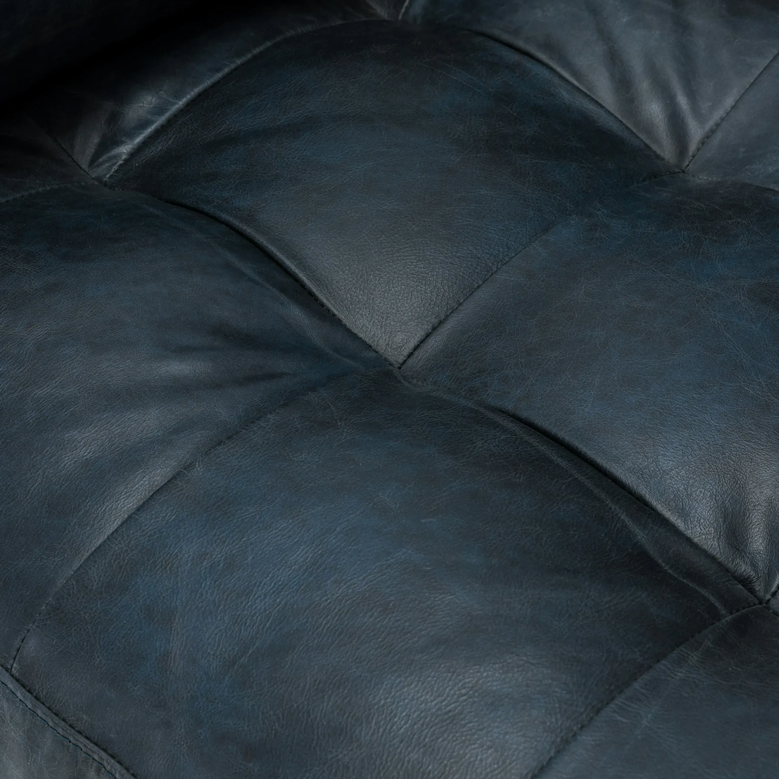 Sven 72_ Tufted Leather Loveseat - Oxford Blue - Image 3