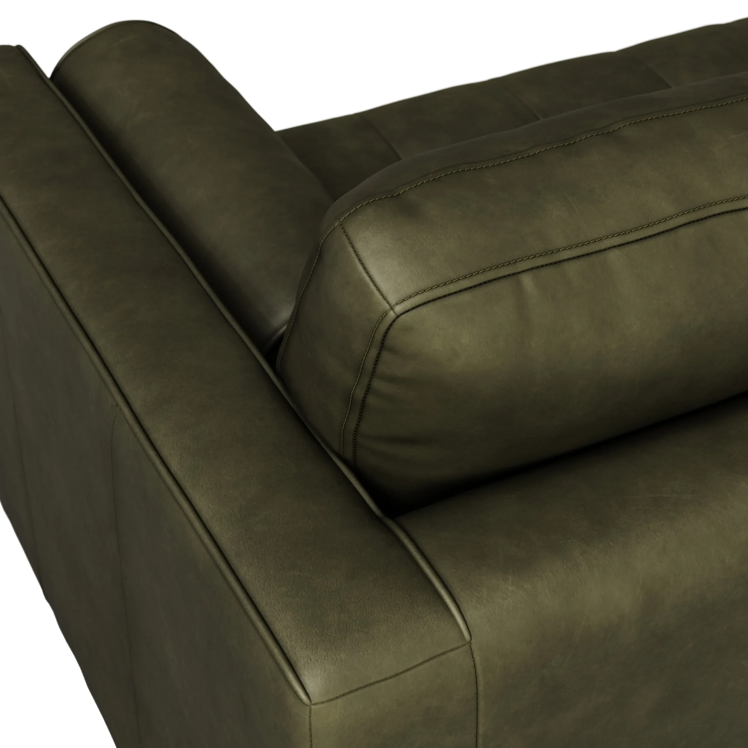 Sven 72_ Tufted Leather Loveseat - Charme Green - Image 3