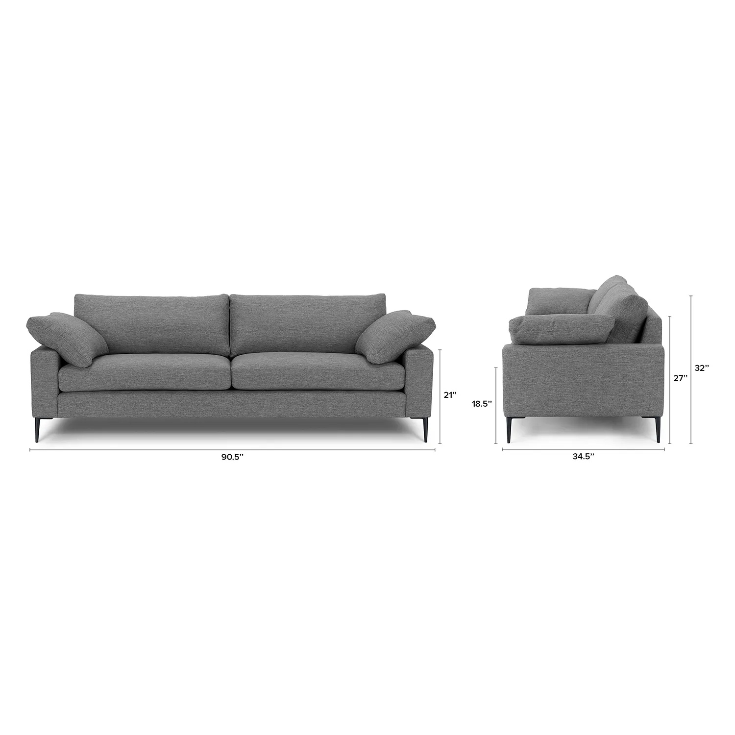 Nova 90.5_ Sofa - Gravel Gray - Image 10