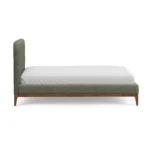 Rosin Queen Upholstered Bed - Smoked Oak and Welsh Green