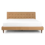 Sven King Tufted Leather Bed - Charme Tan