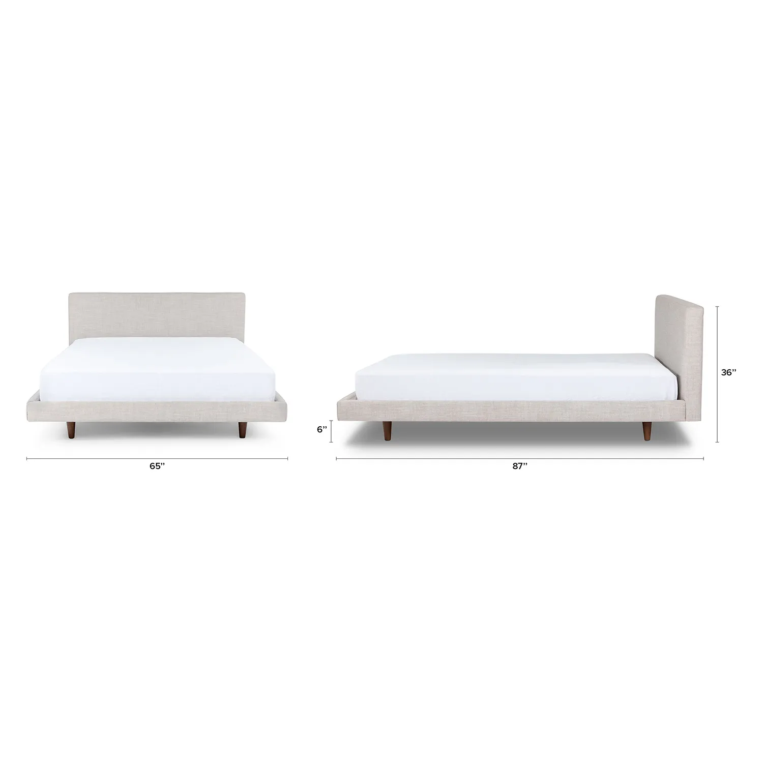 Tessu Queen Low Profile Upholstered Bed - Clay Taupe - Image 2