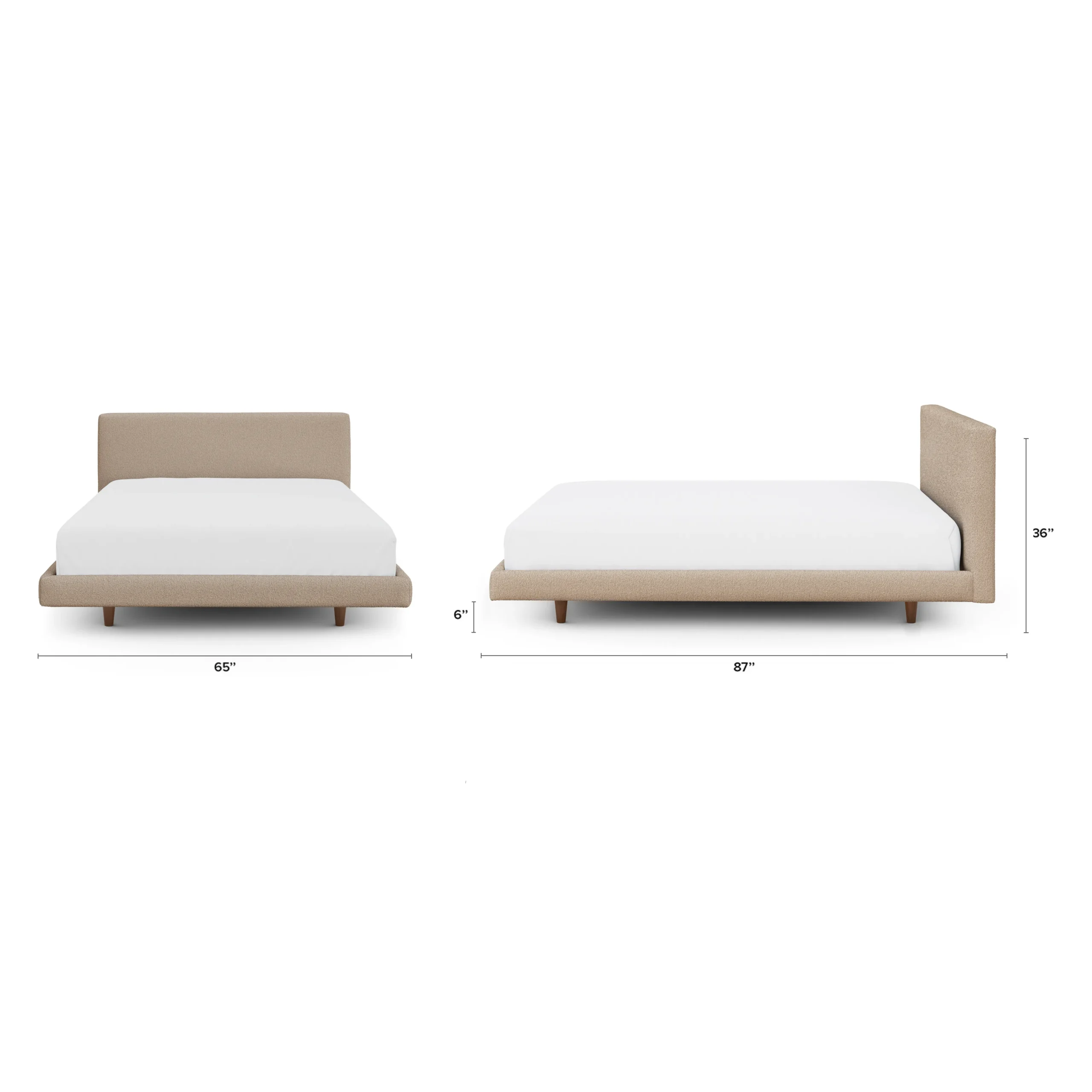 Tessu Queen Low Profile Upholstered Bed - Sandstone Wool Bouclé - Image 2