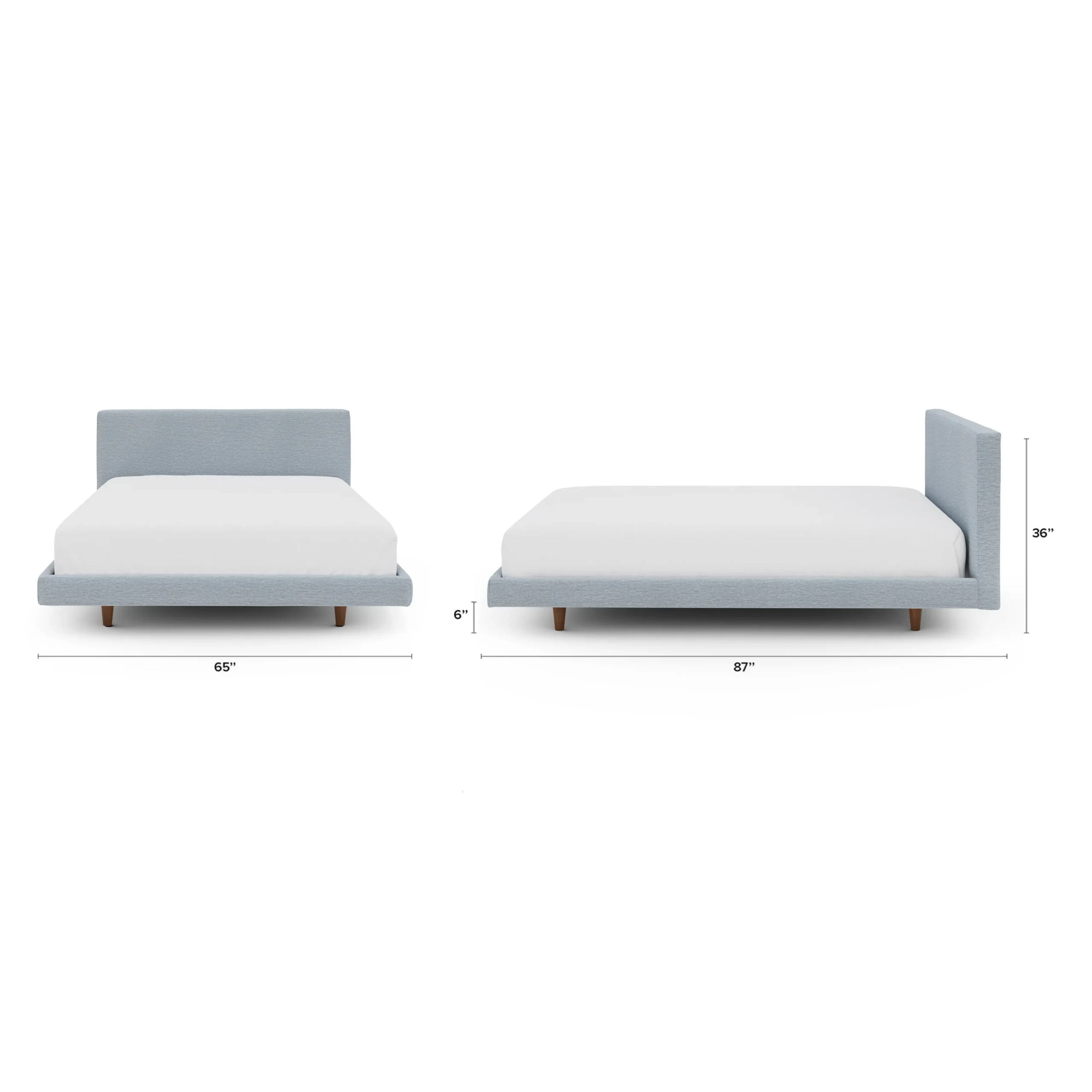 Tessu Queen Low Profile Upholstered Bed - Silver Light Blue - Image 2