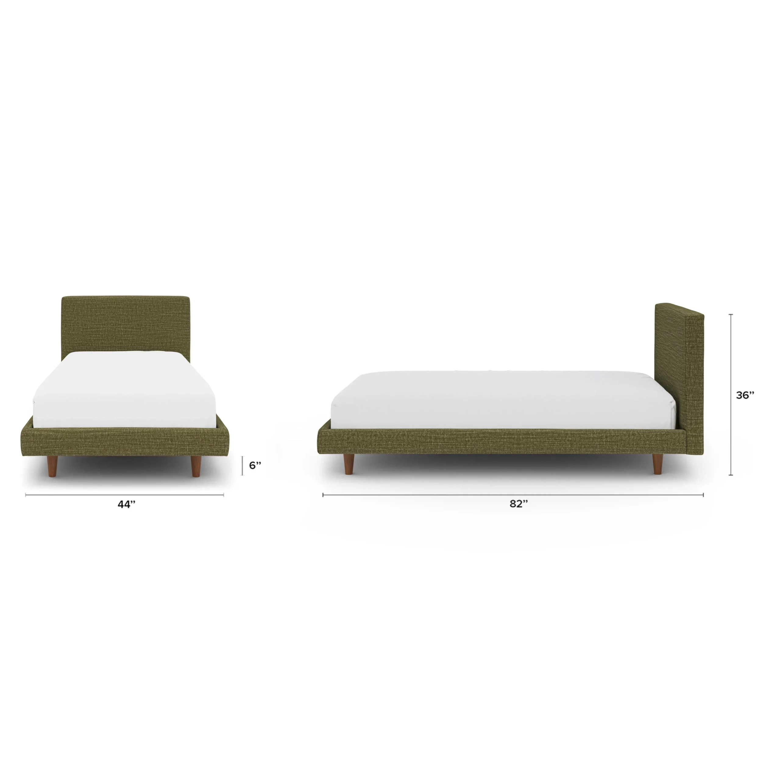 Tessu Twin Low Profile Upholstered Bed - Napa Moss - Image 2
